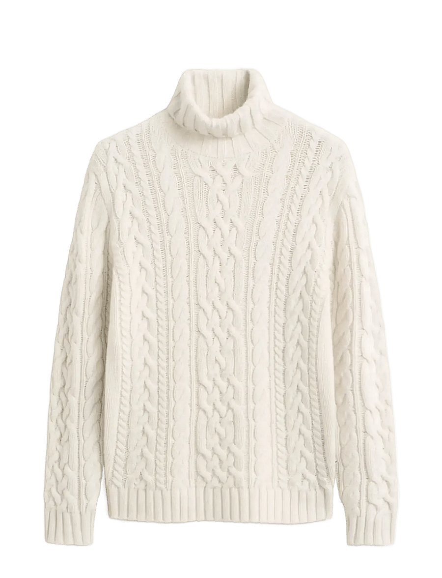 Gant - WOOL BLEND CABLE KNIT TURTLENECK - rollkragenpullover - cream - 1