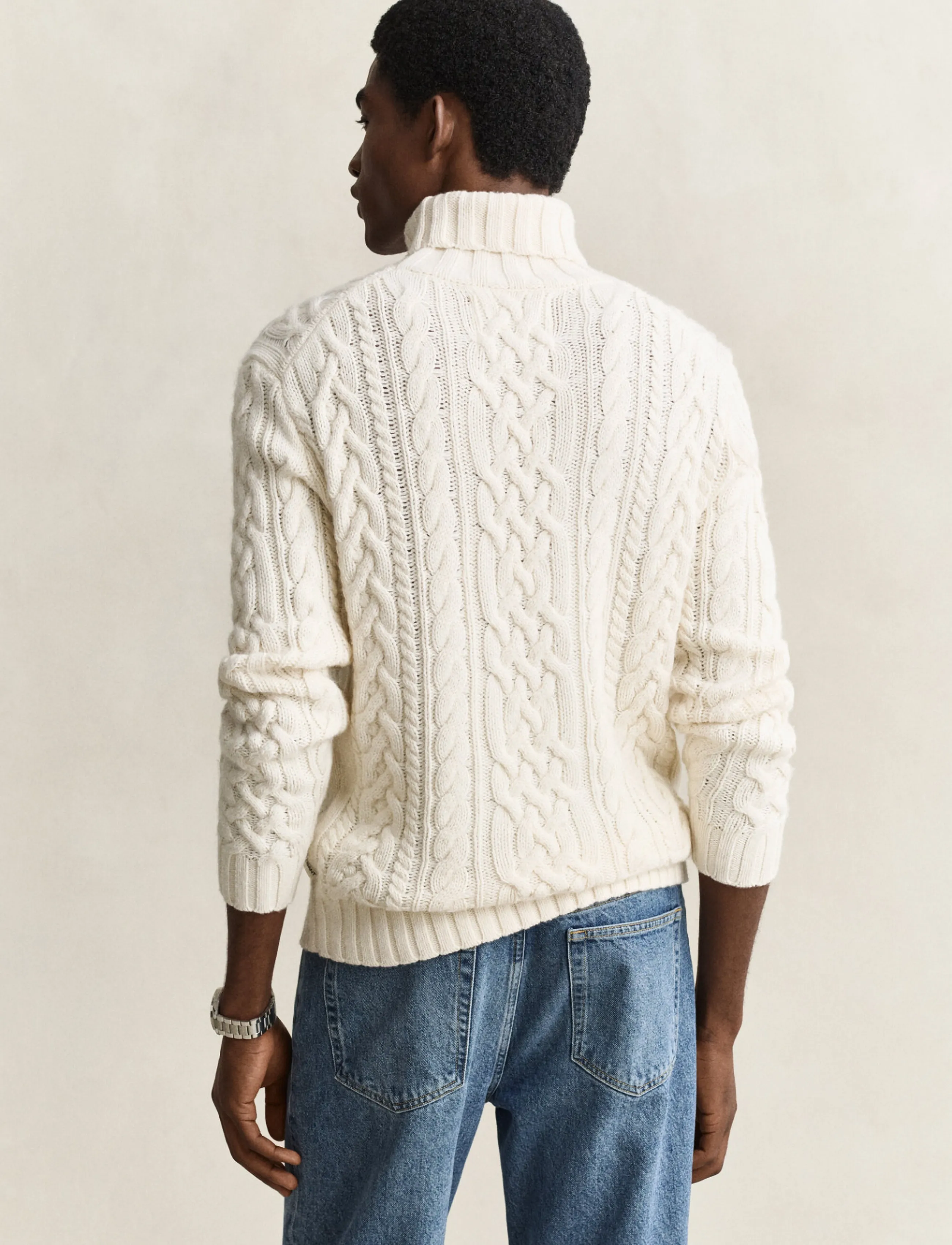 Gant Wool Blend Cable Knit Turtleneck tröjor herr – bild 2
