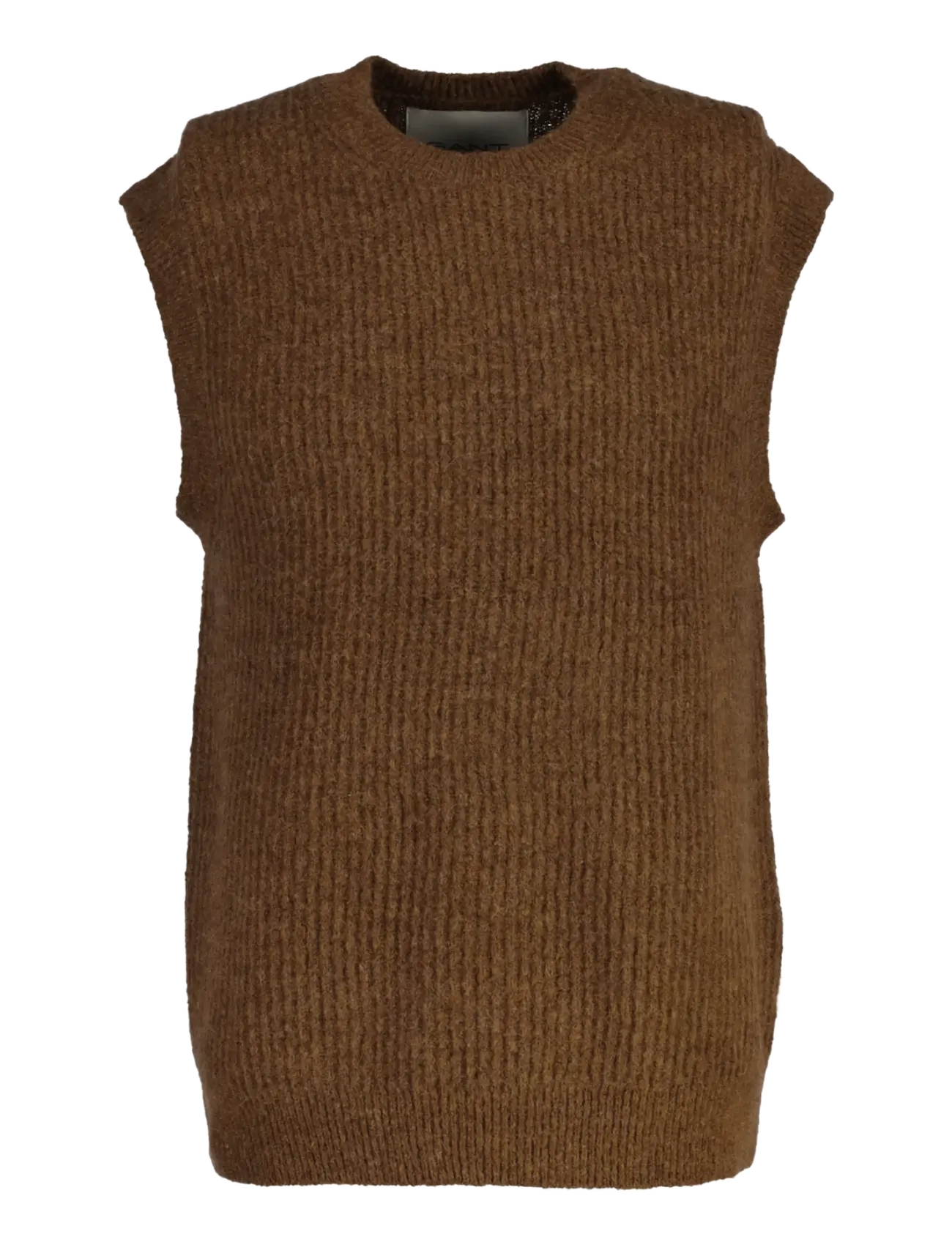 Gant ALPACA RIB C-NECK VEST - Neue Mode - HAZELNUT MELANGE / brown