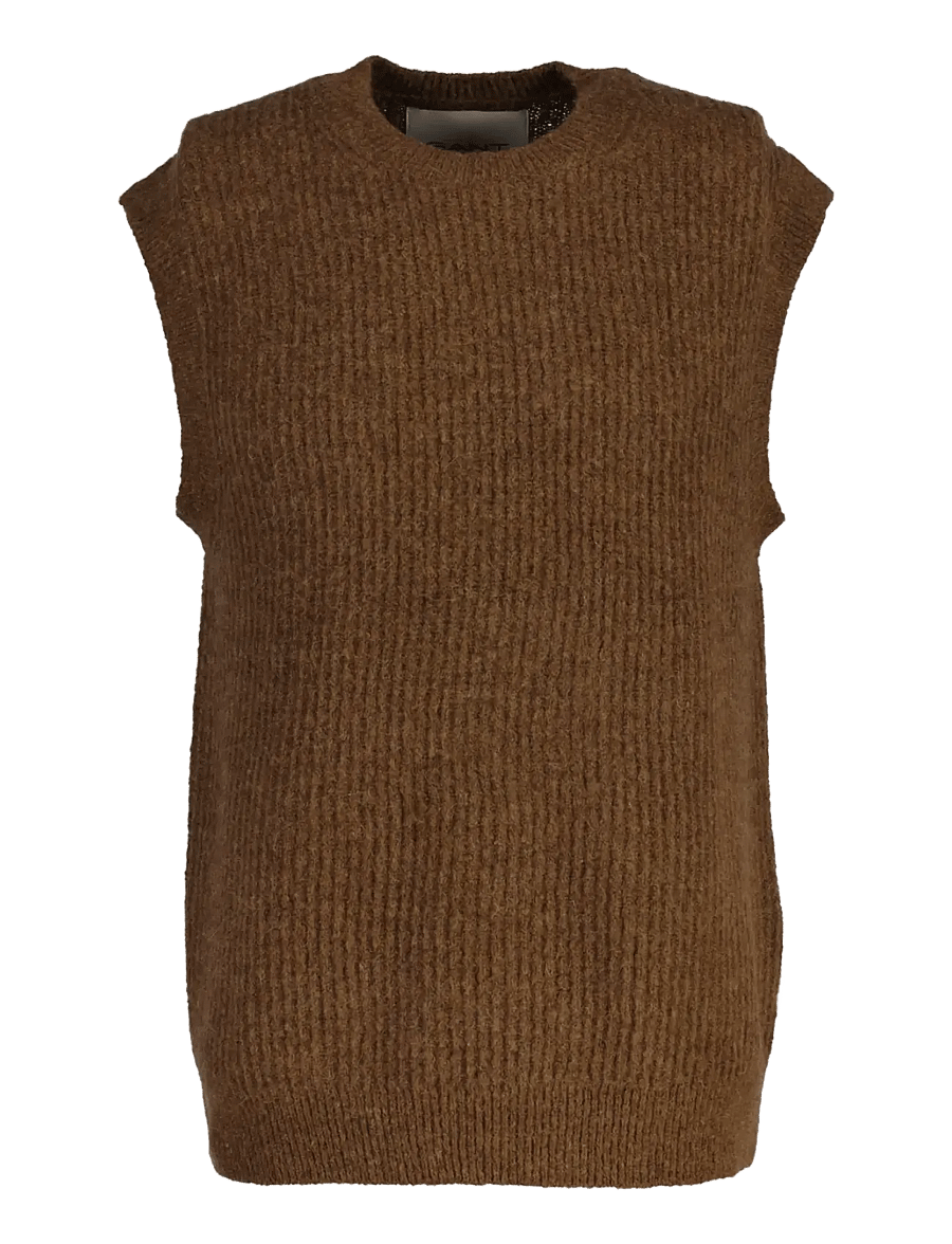 Gant - ALPACA RIB C-NECK VEST - strickwesten - hazelnut melange - 1