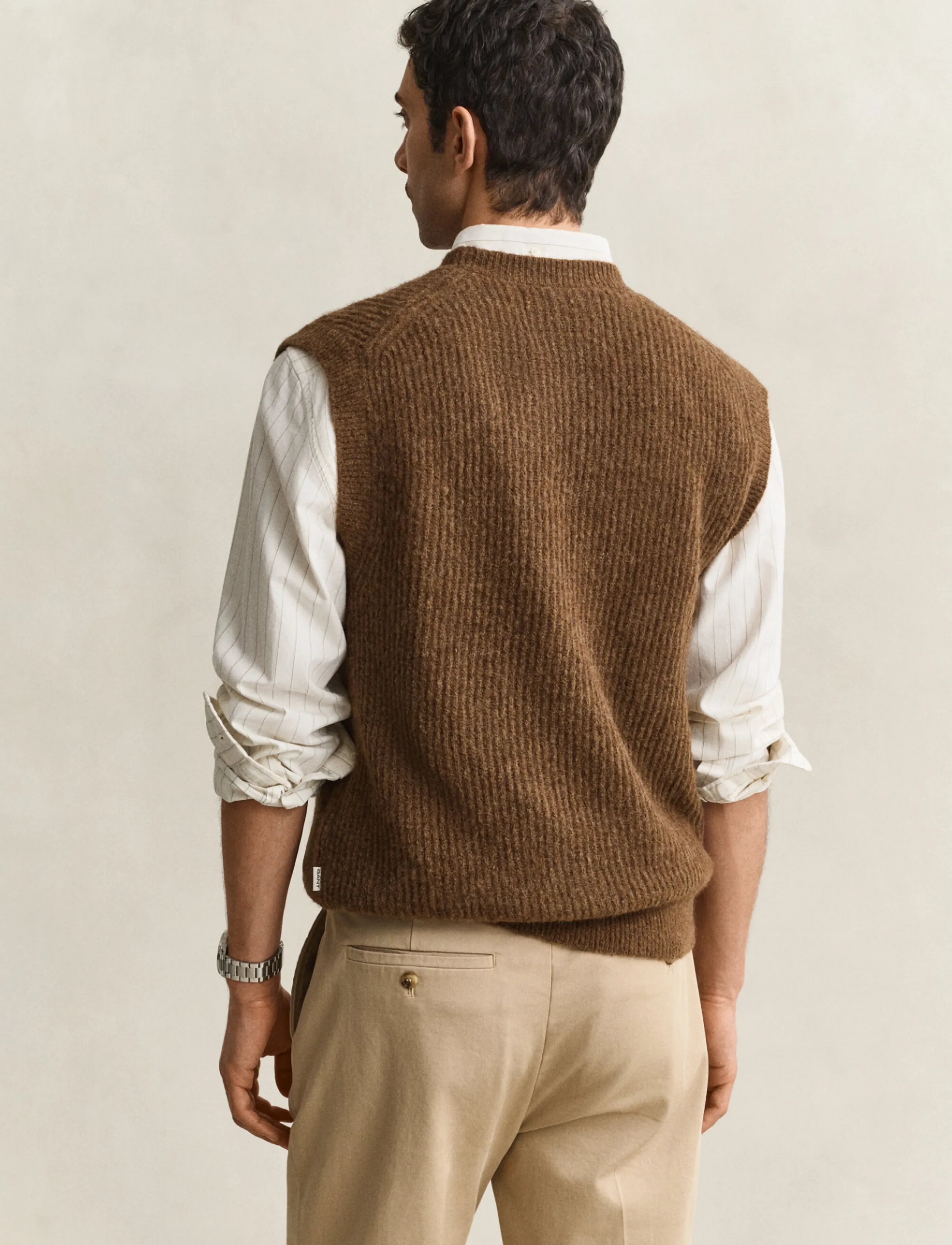 Gant - ALPACA RIB C-NECK VEST - strickwesten - hazelnut melange - 2