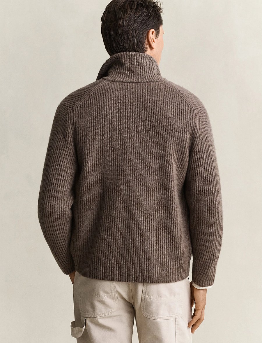 Gant - KNITTED BLAZER CARDIGAN - koftor - faded taupe - 2