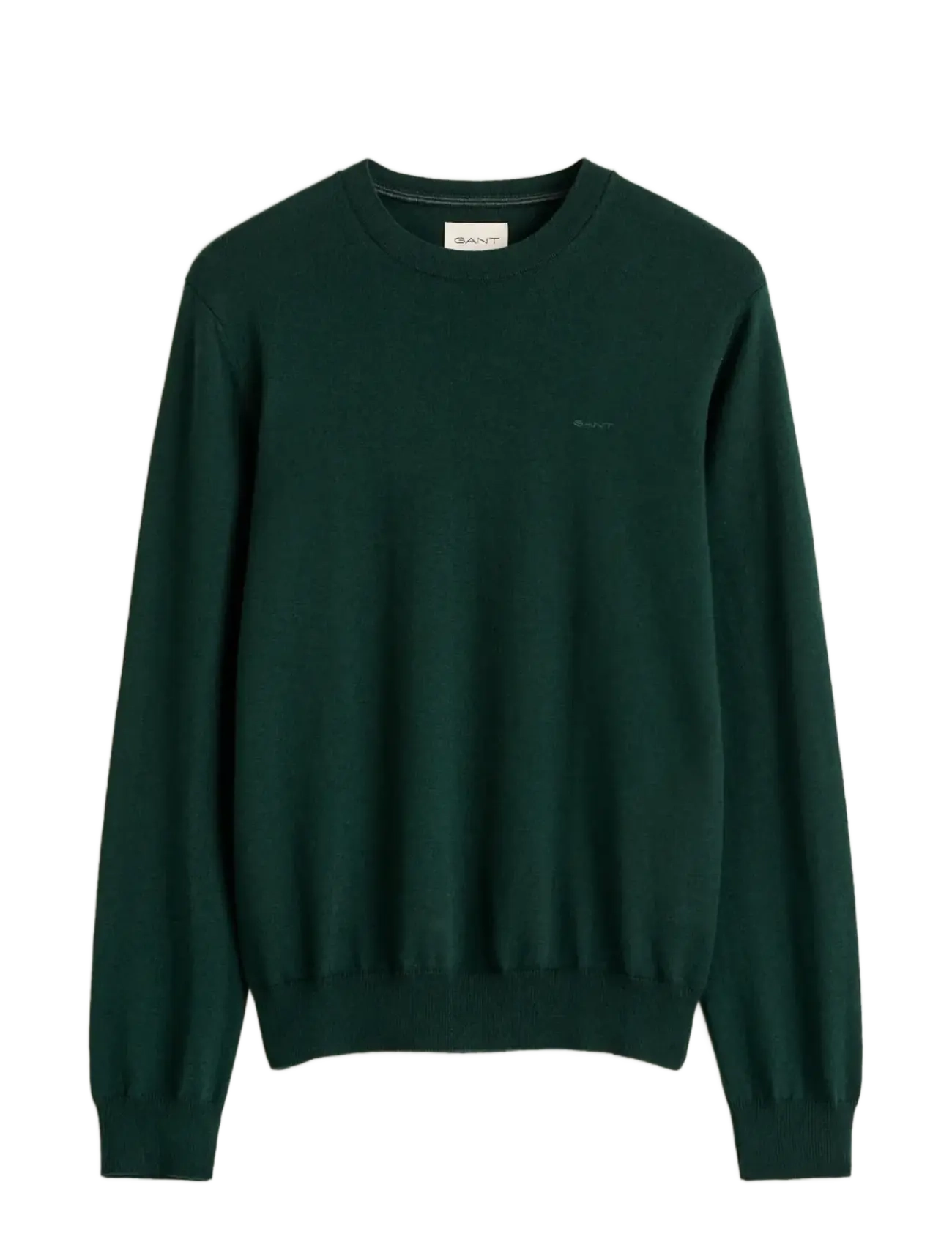 Gant COTTON WOOL C-NECK - Rundhalsad - TARTAN GREEN / green