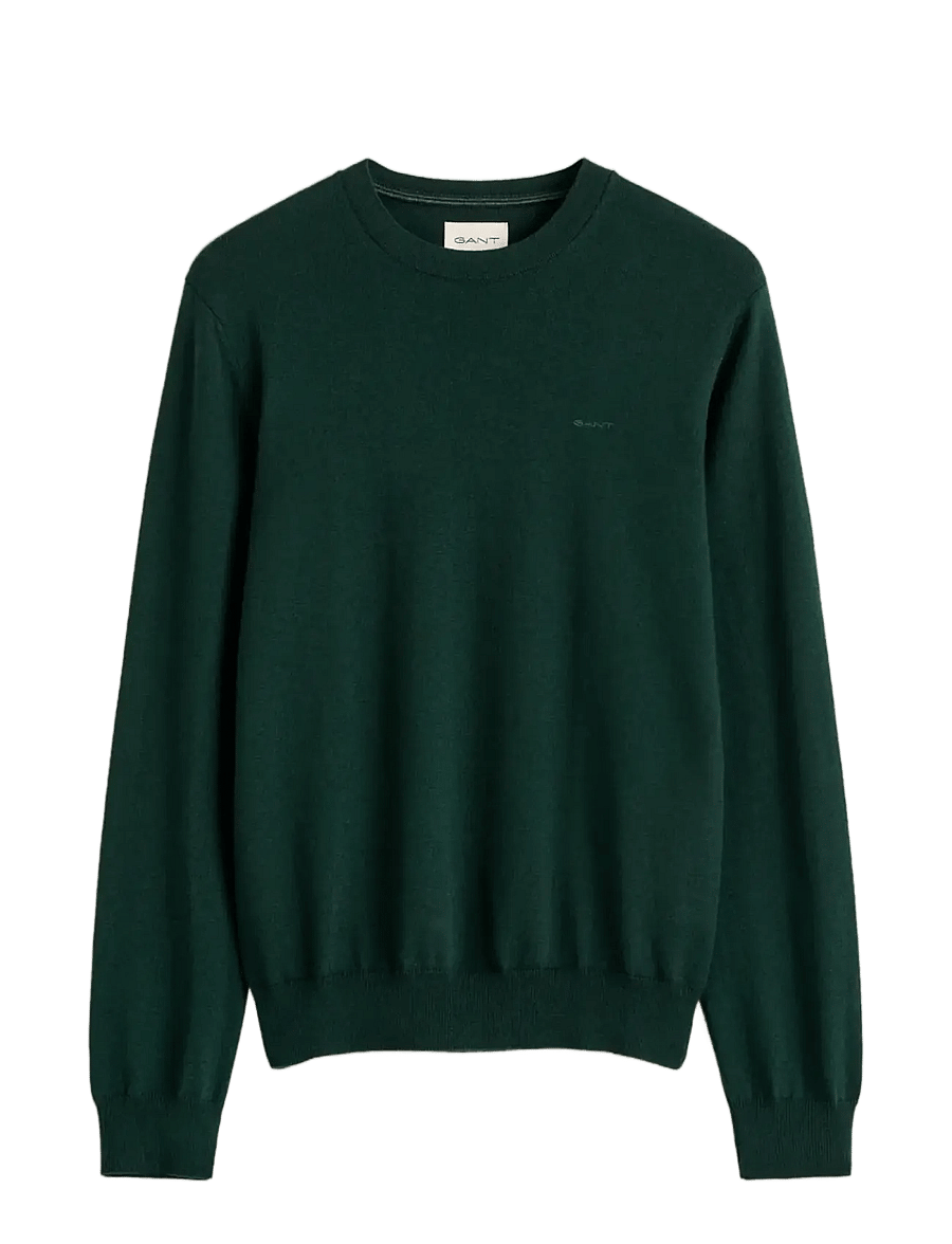 Gant - COTTON WOOL C-NECK - Ümara kaelusega - tartan green - 0