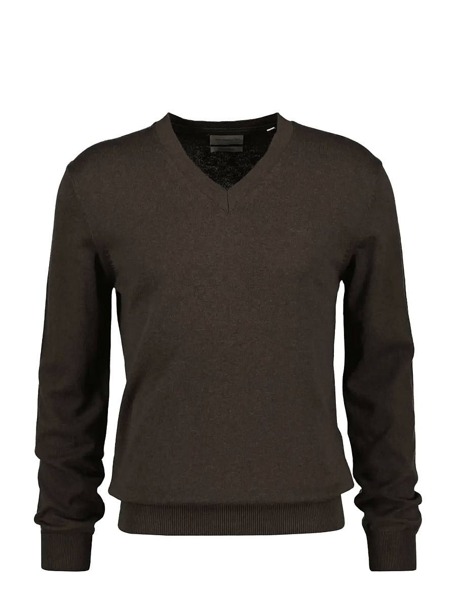 Gant - COTTON WOOL V-NECK - brown melange - 0