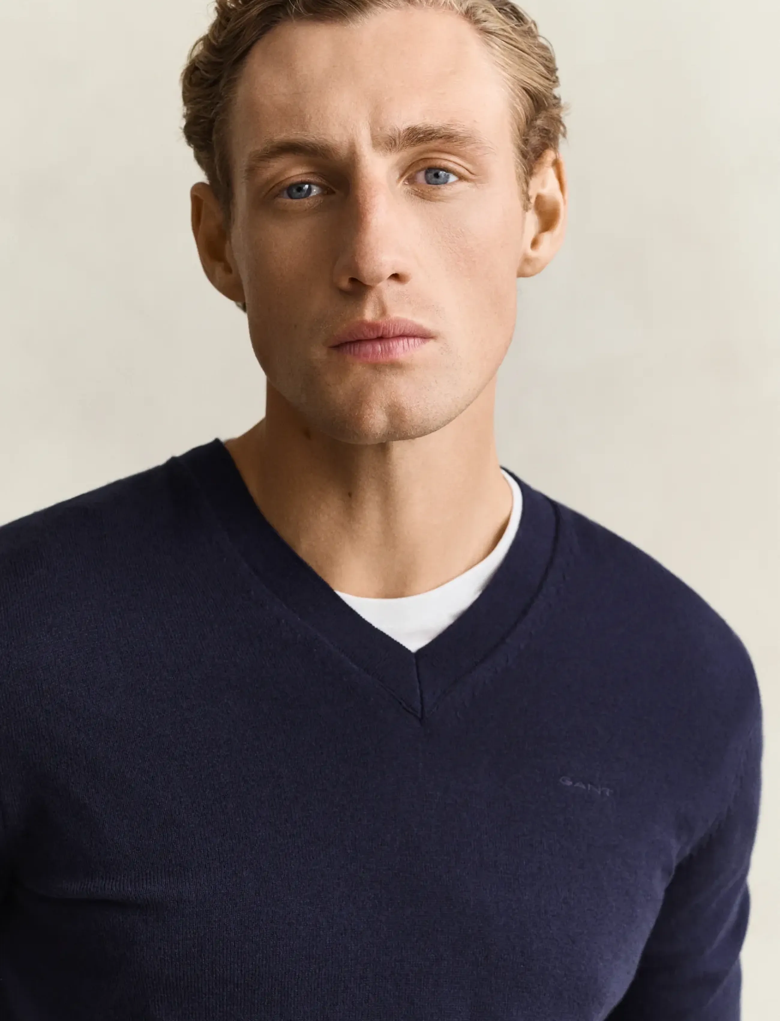 Gant - COTTON WOOL V-NECK - v-ausschnitt - evening blue - 3