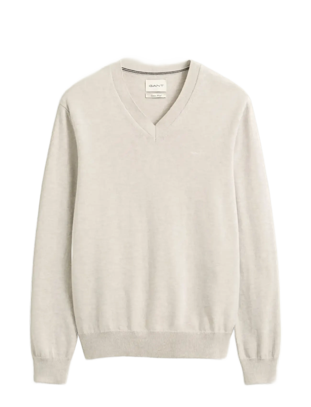 Gant - COTTON WOOL V-NECK - light beige melange - 1