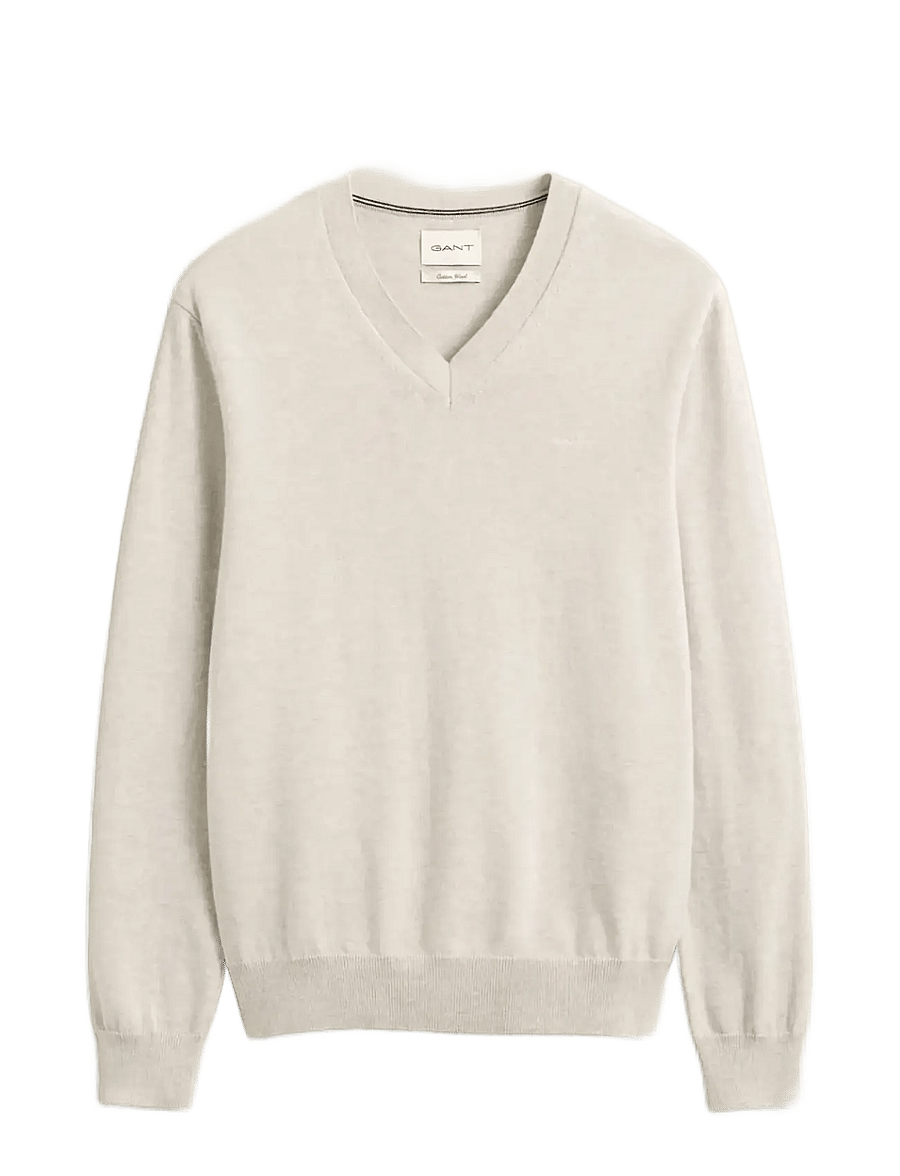 Gant - COTTON WOOL V-NECK - light beige melange - 1