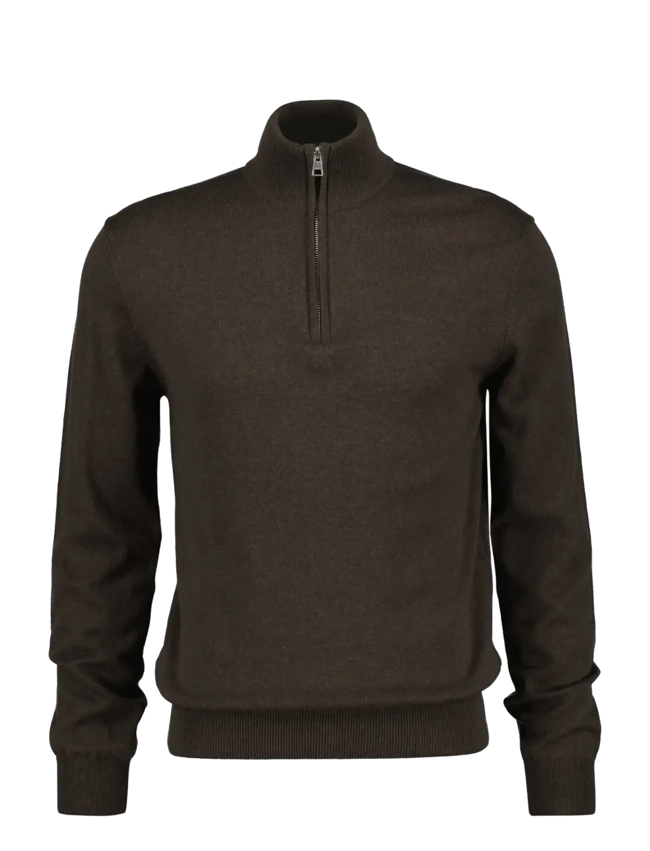 Gant COTTON WOOL HALF ZIP - Pullover mit halbem Reißverschluss - BROWN MELANGE / brown