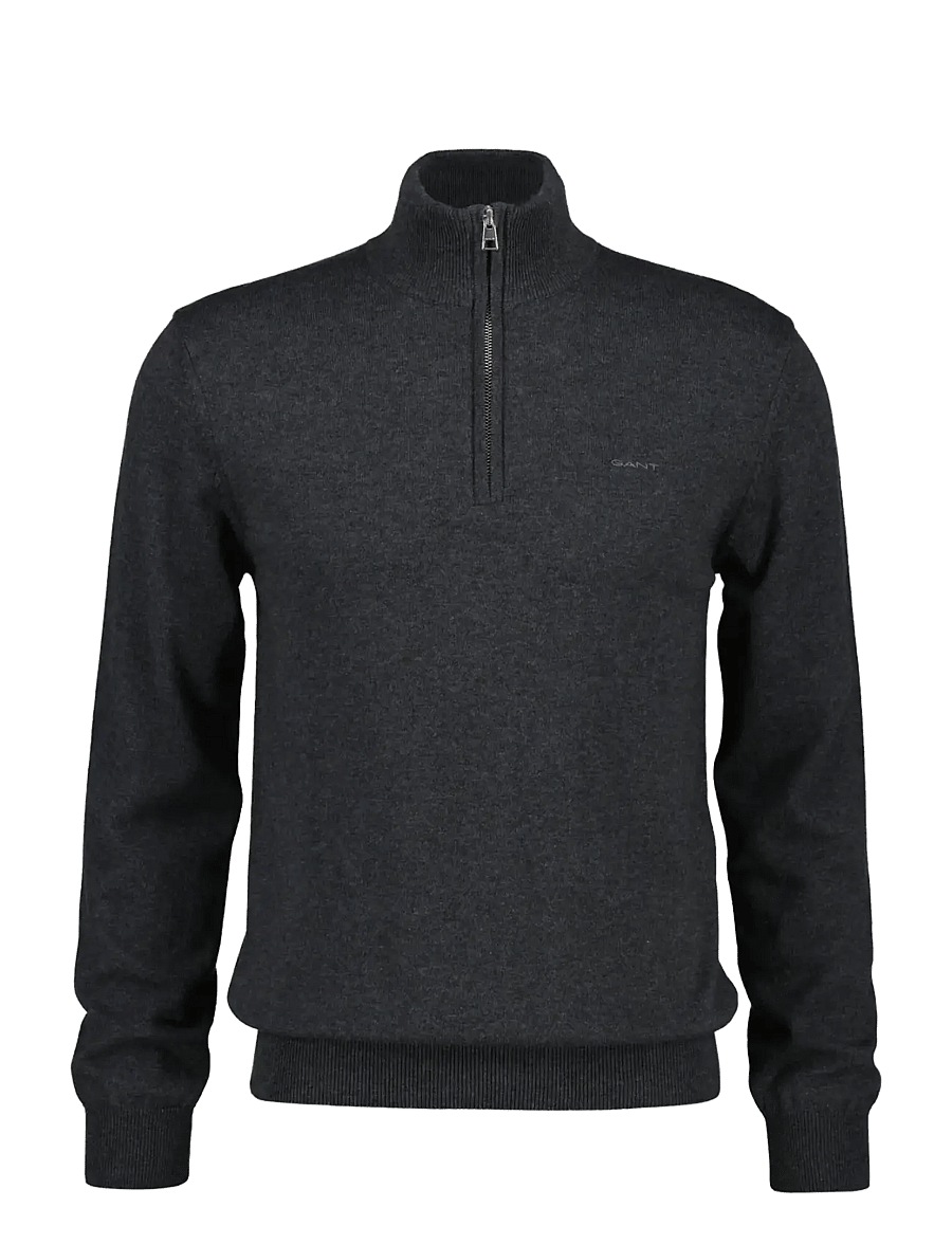 Gant - COTTON WOOL HALF ZIP - pullover mit halbem reißverschluss - dark grey melange - 0
