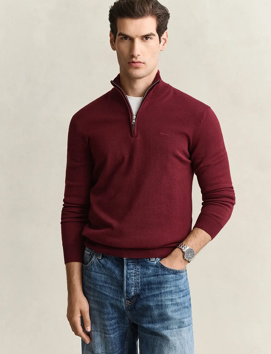Gant - COTTON WOOL HALF ZIP - deep grape wine - 0