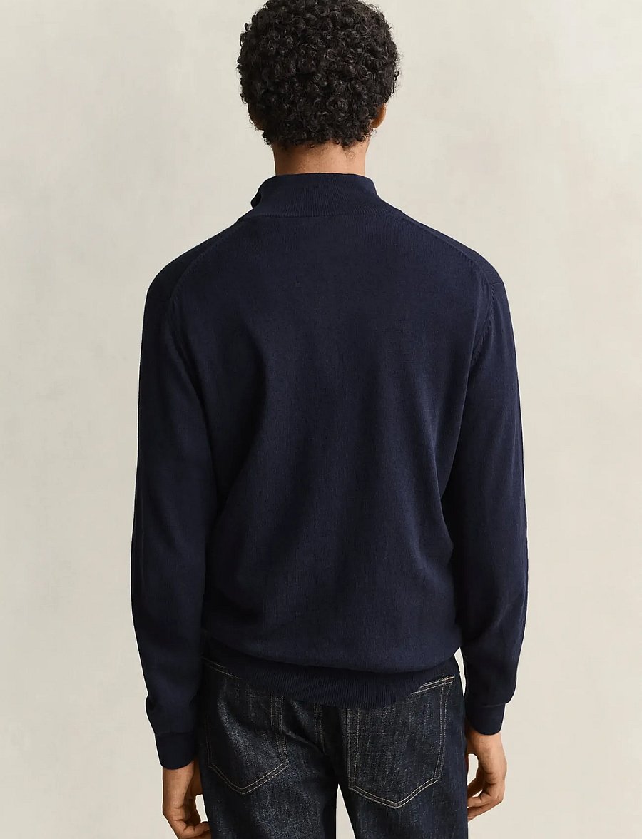 Gant - COTTON WOOL HALF ZIP - pullover mit halbem reißverschluss - evening blue - 2