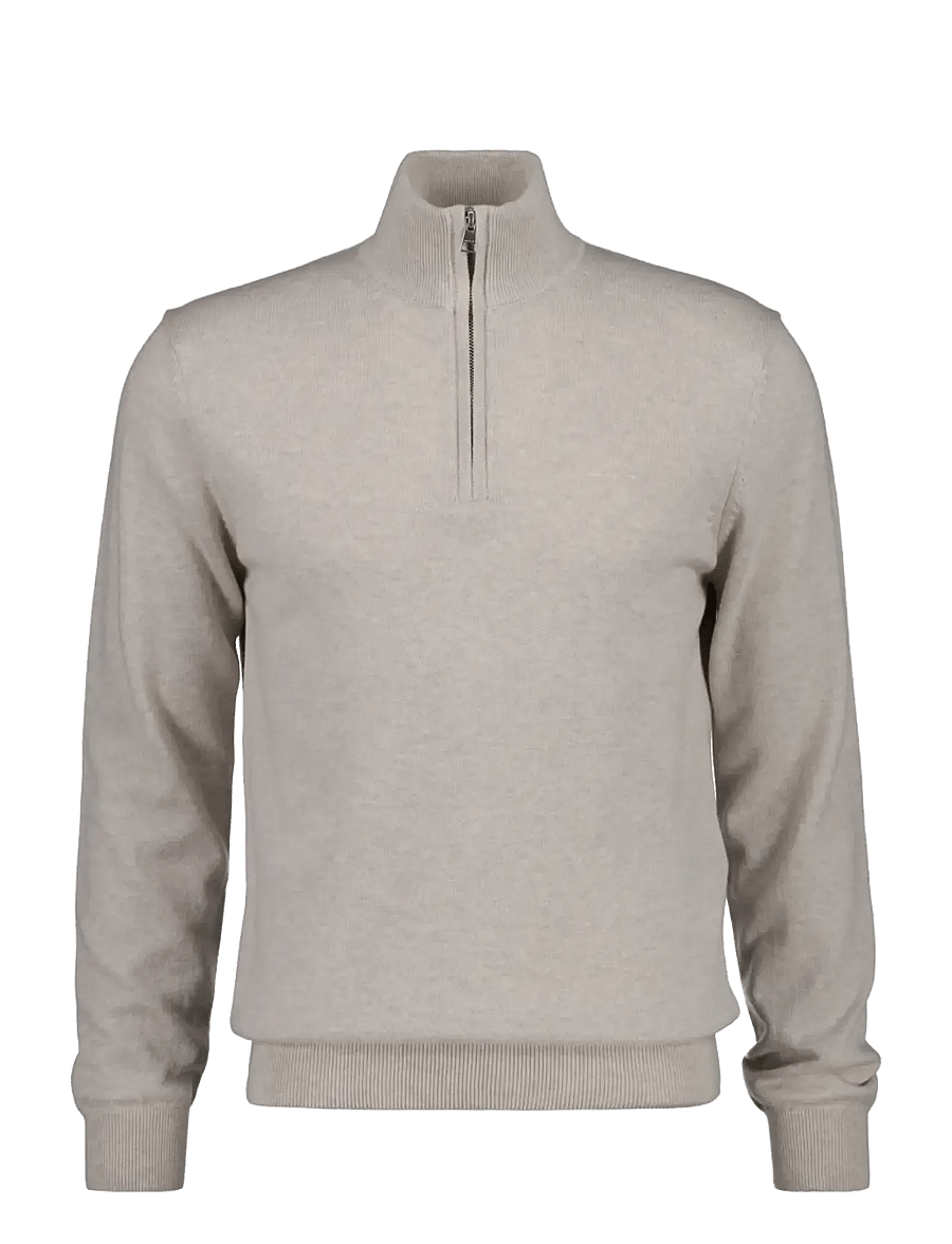 Gant - COTTON WOOL HALF ZIP - pullover mit halbem reißverschluss - light beige melange - 0