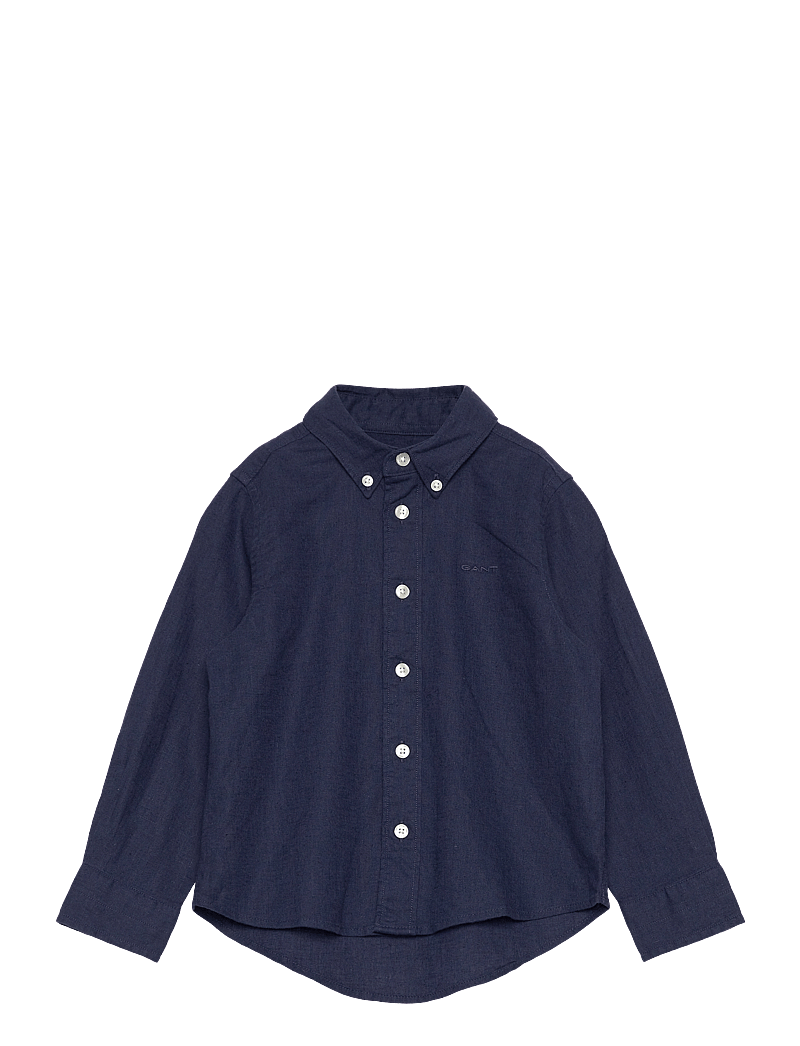 GANT - COTTON LINEN BD LS SHIRT - langærmede skjorter - marine - 0