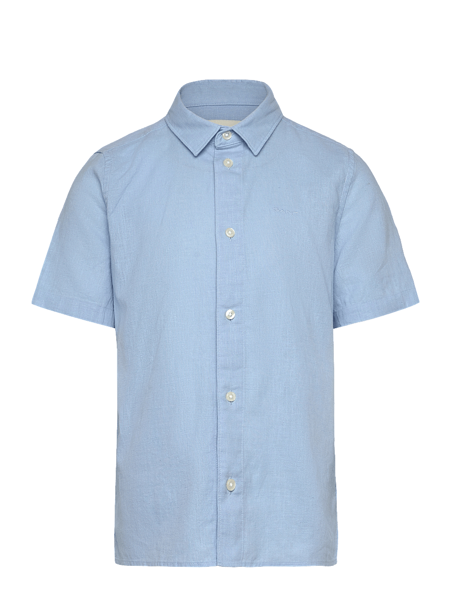 Gant - COTTON LINEN SS SHIRT - kurzärmlige hemden - fresh blue - 0