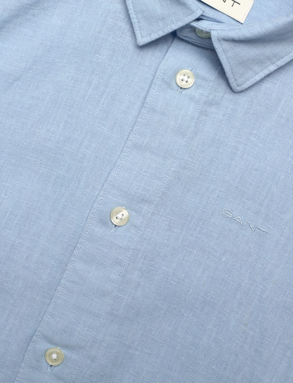 GANT - COTTON LINEN SS SHIRT - kurzärmlige hemden - fresh blue - 2