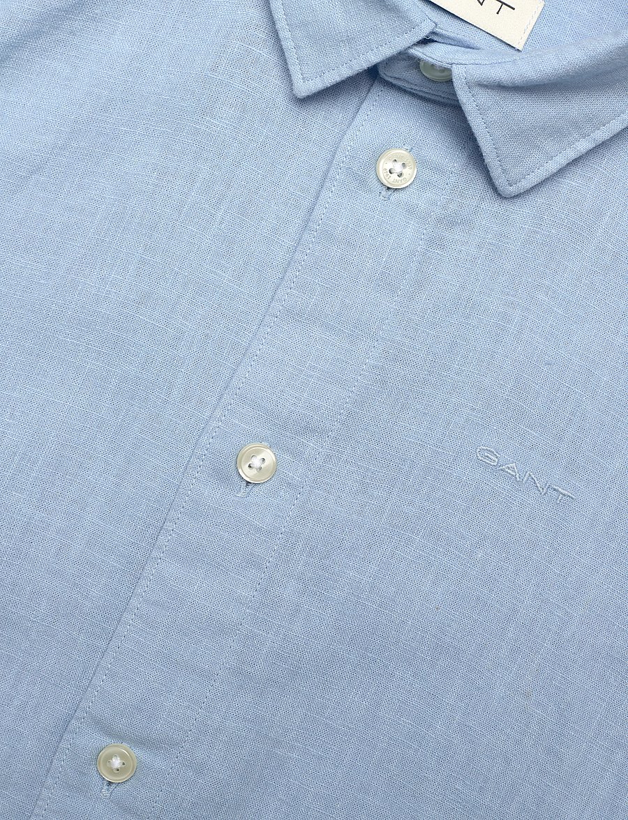 Gant - COTTON LINEN SS SHIRT - kurzärmlige hemden - fresh blue - 2