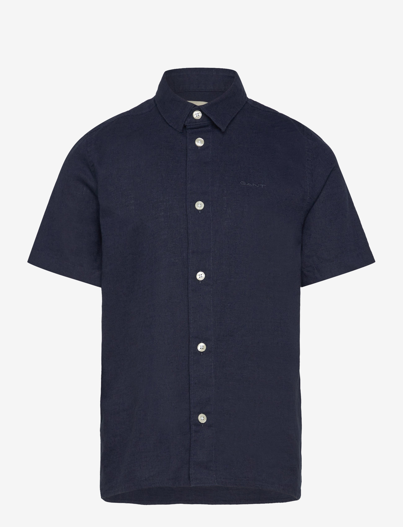 Gant - COTTON LINEN SS SHIRT - lühikeste varrukatega särgid - marine - 0
