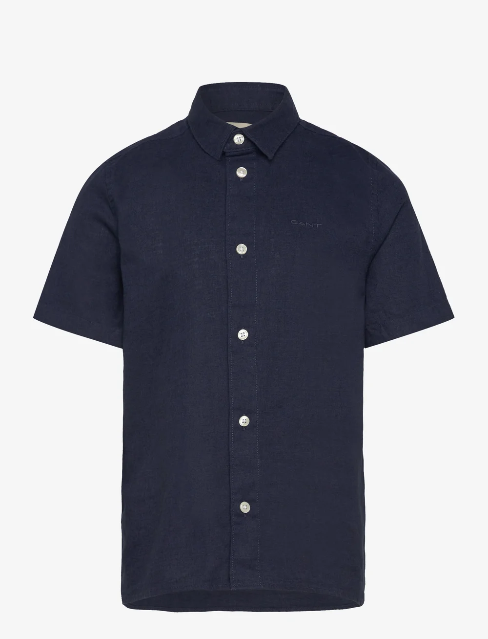 GANT - COTTON LINEN SS SHIRT - kurzärmlige hemden - marine - 0