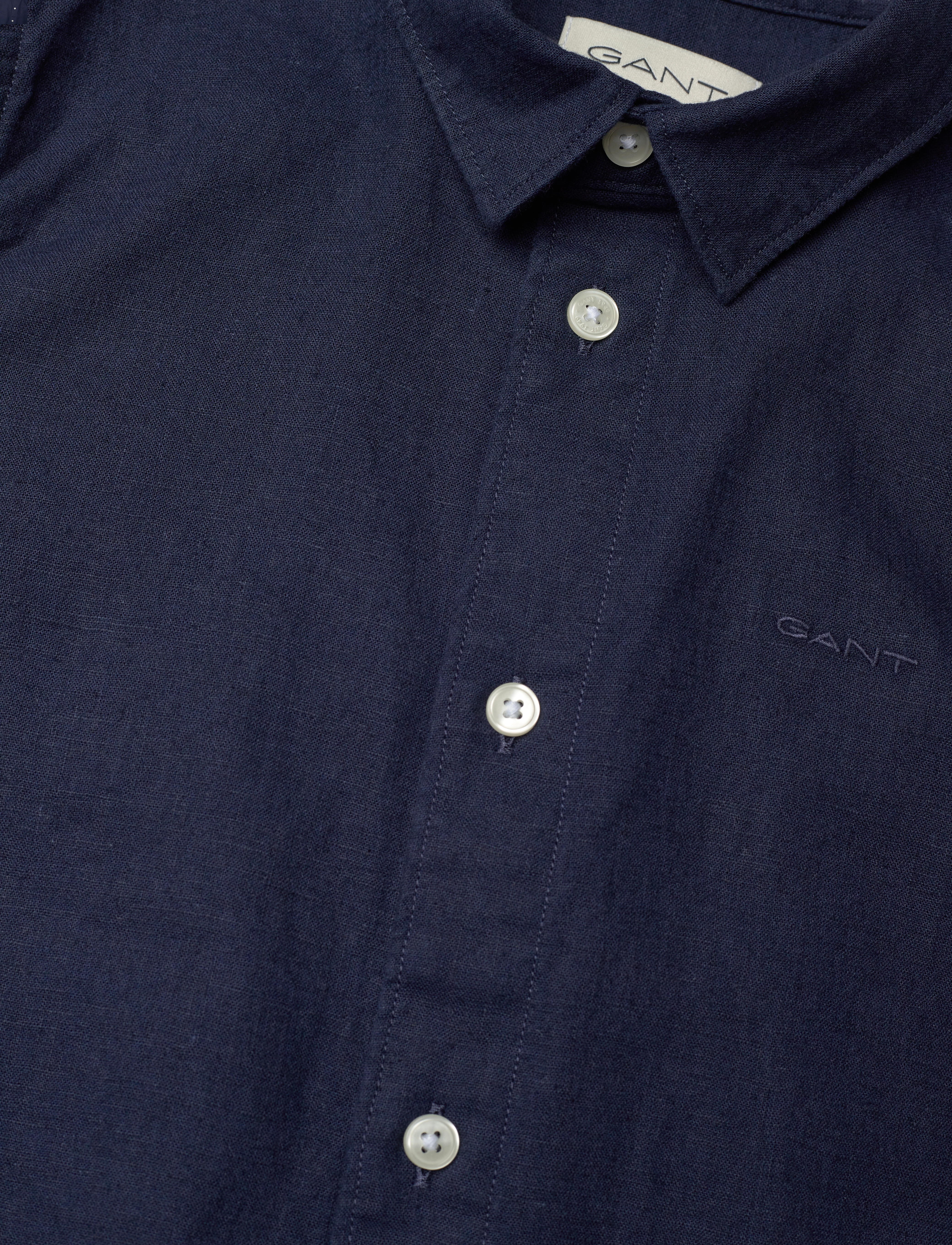 Gant - COTTON LINEN SS SHIRT - kortermede skjorter - marine - 2
