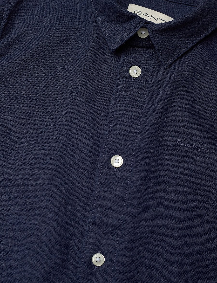 Gant - COTTON LINEN SS SHIRT - kurzärmlige hemden - marine - 2