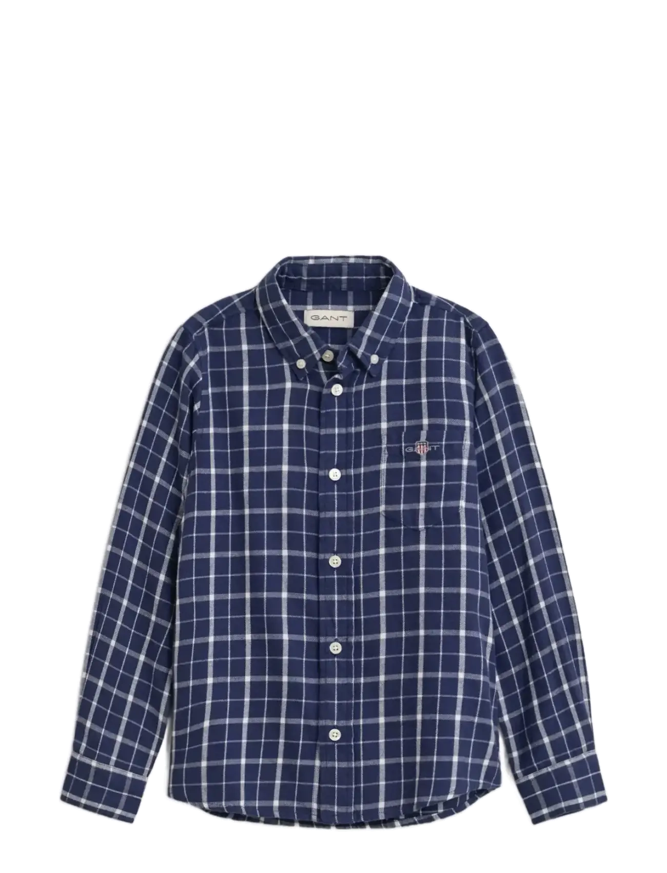 Gant Checked Flannel Bd Shirt, Børn, Ternet Flanell Button-Down Skjorte, Blå, Str: 92