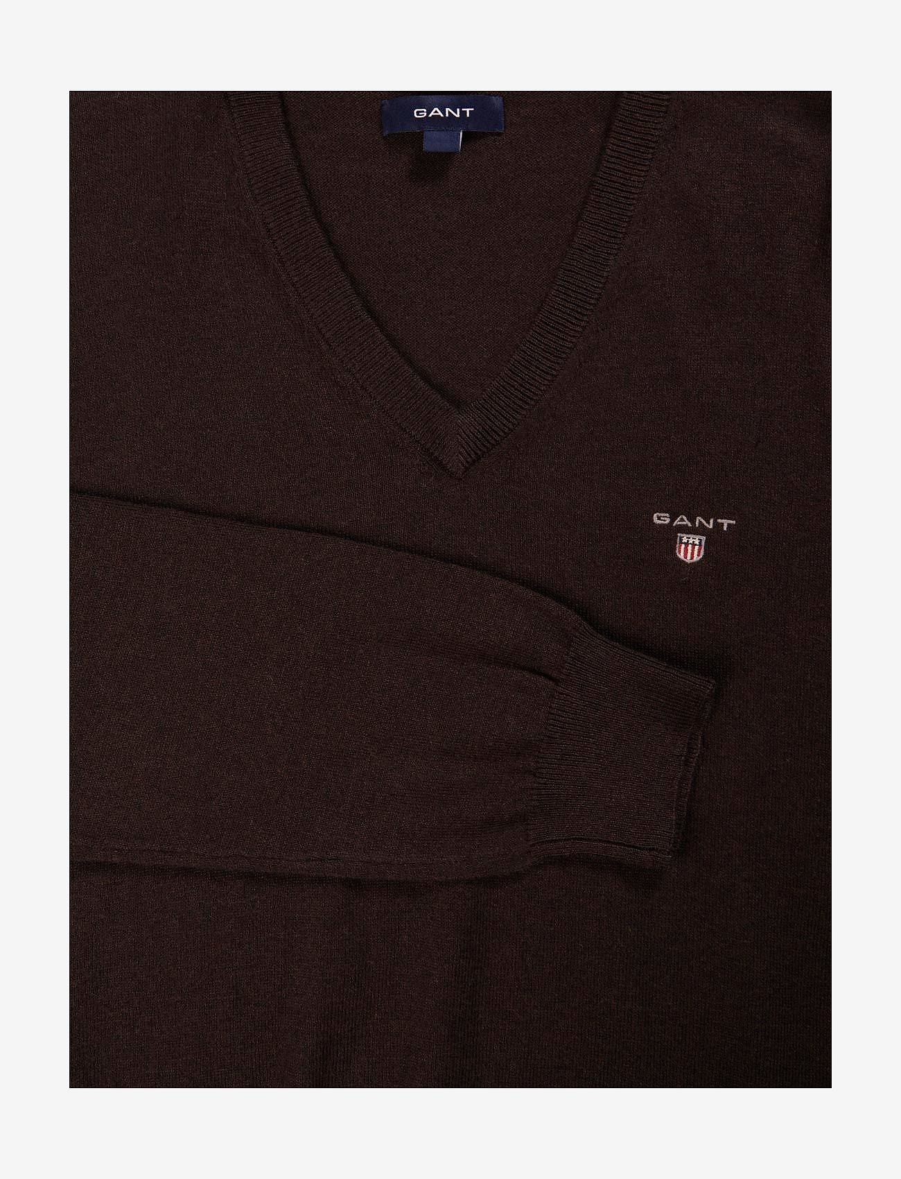 GANT - COTTON WOOL V-NECK - dk brown melange - 2