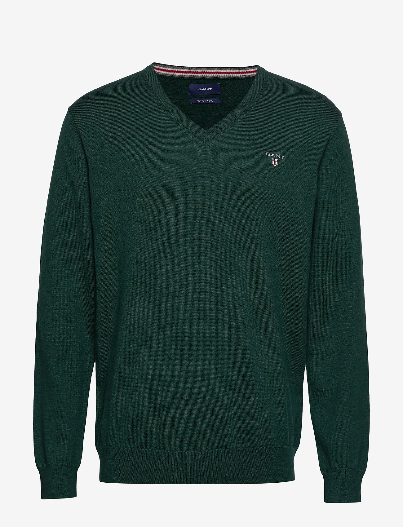 GANT - COTTON WOOL V-NECK - tartan green - 0