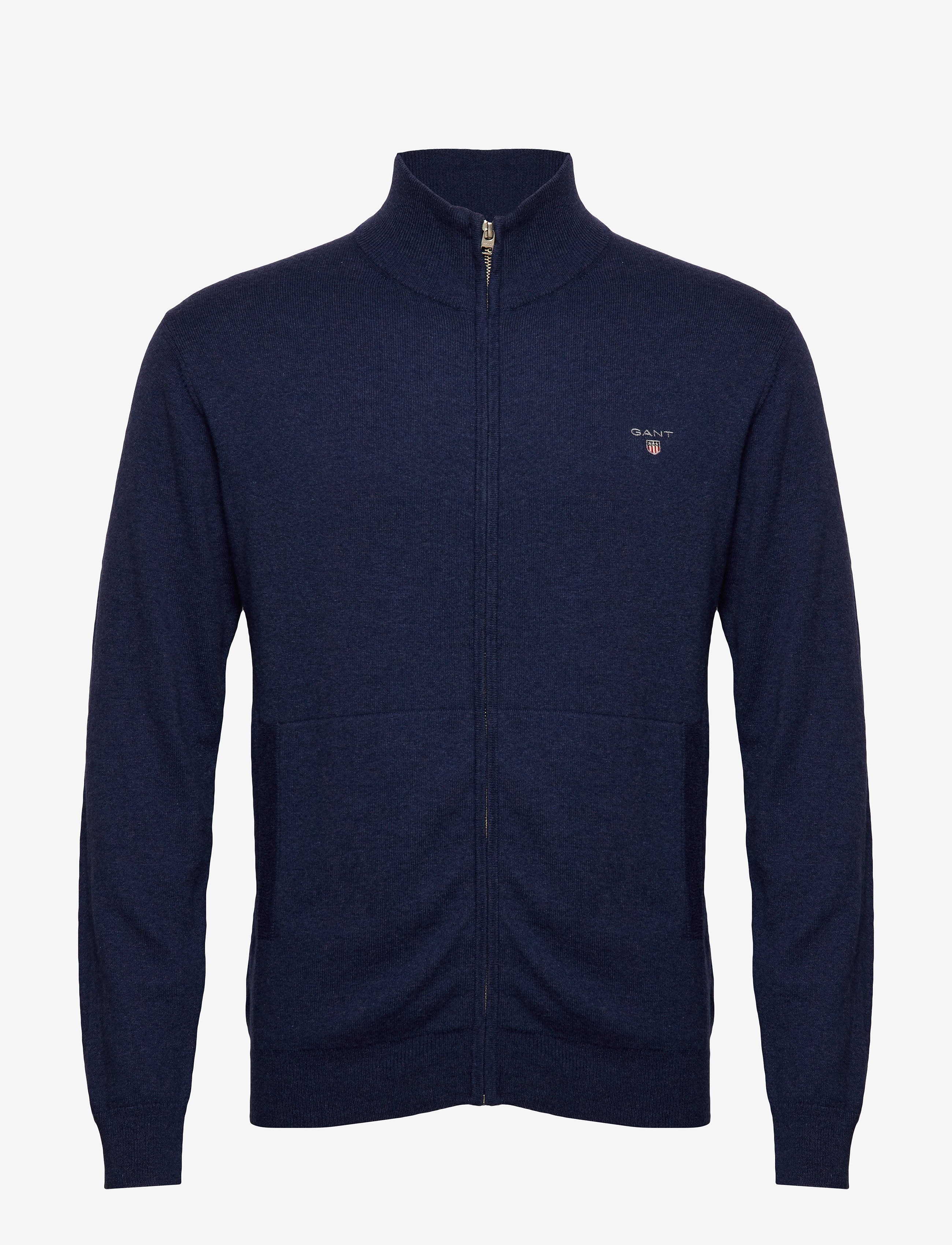GANT - COTTON WOOL ZIP CARDIGAN - marine melange - 0