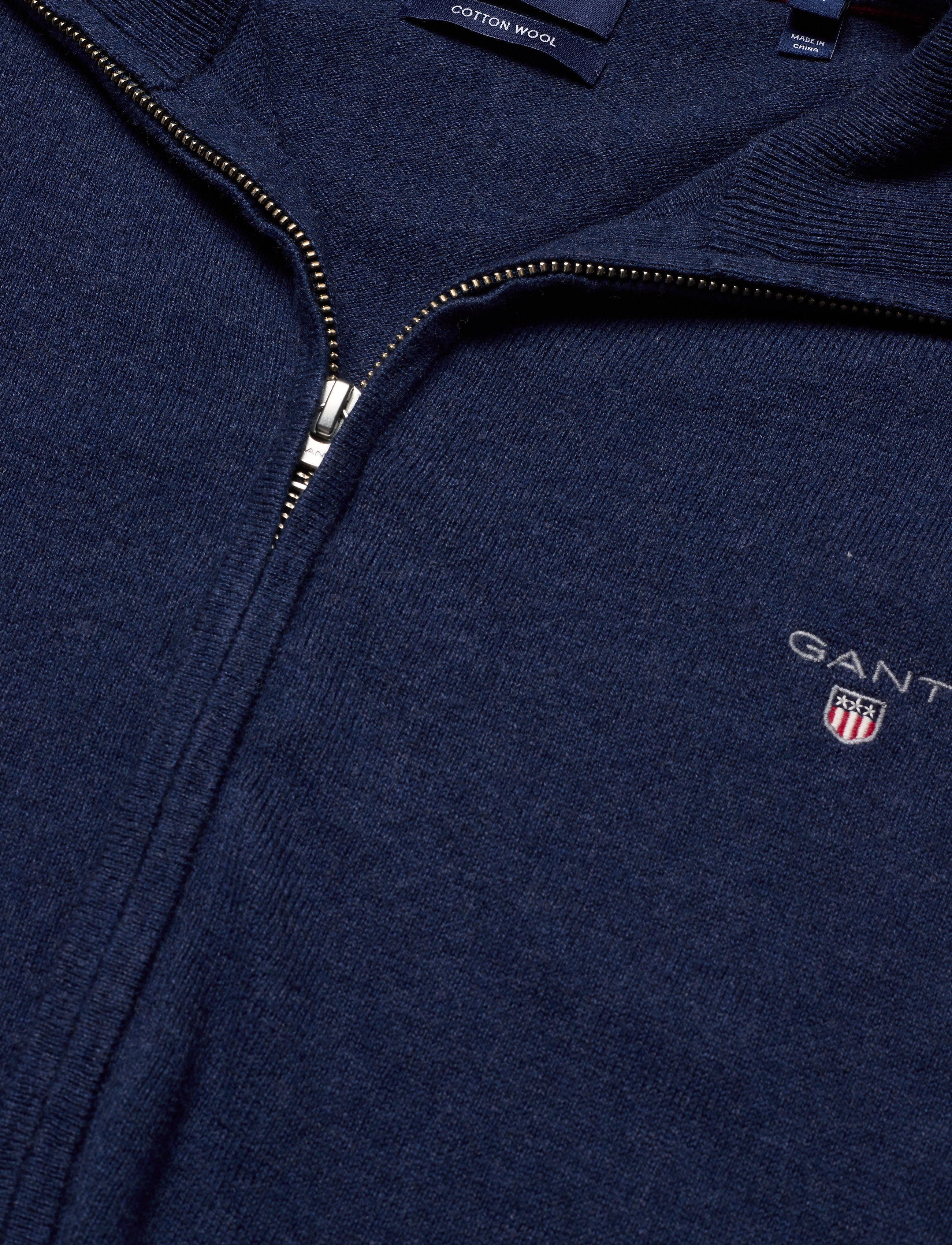 GANT - COTTON WOOL ZIP CARDIGAN - marine melange - 2