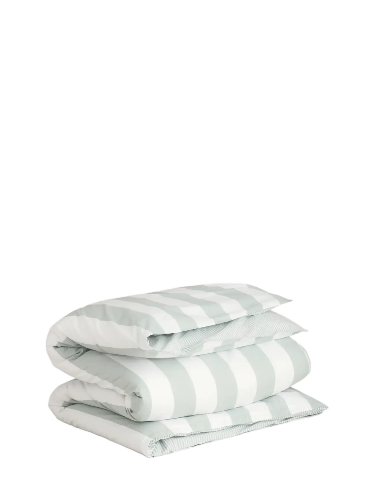 PERCALE STRIPE DOUBLE DUVET - CLAY GREEN