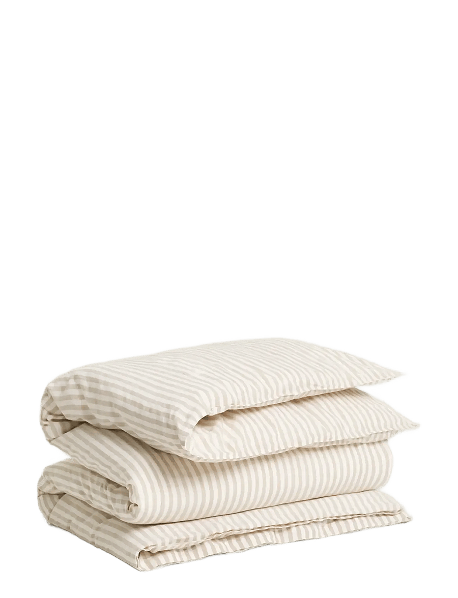 Gant - Striped Cotton Linen Single Duvet - pussilakanat - oat beige - 0