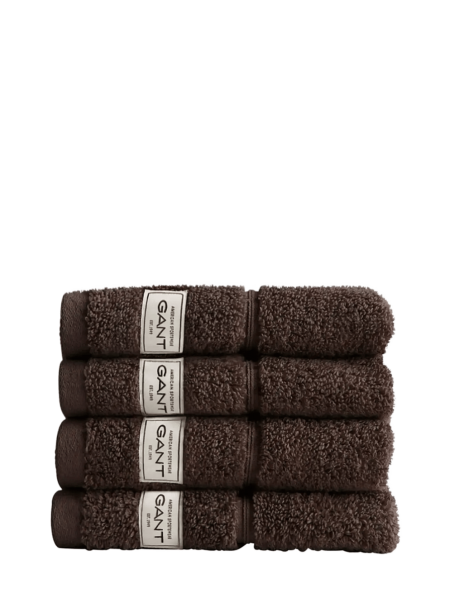 Gant - PREMIUM TOWEL 30X30 4-PACK - näorätikud - deep brown - 0