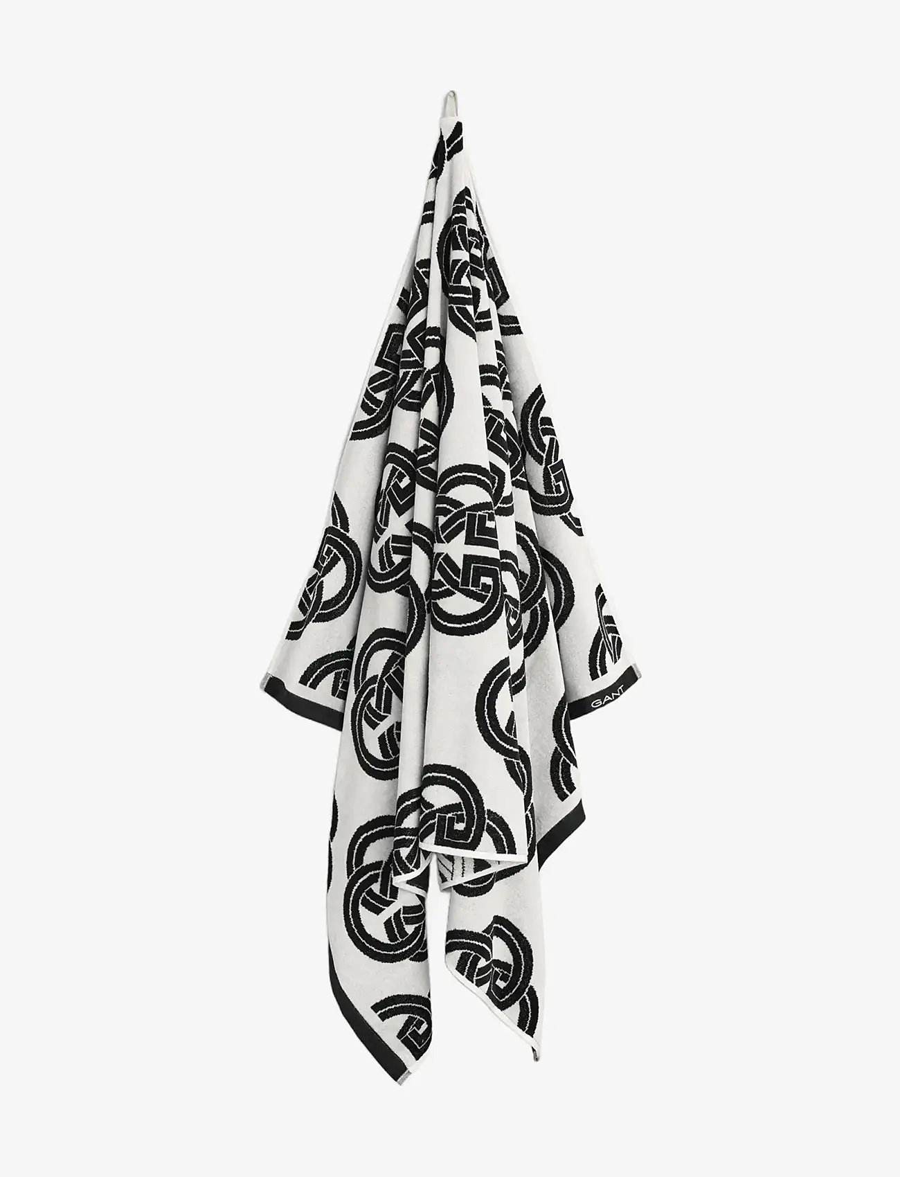 Gant - MONOGRAM PRINT BEACH TOWEL - badehåndklæder - black - 0