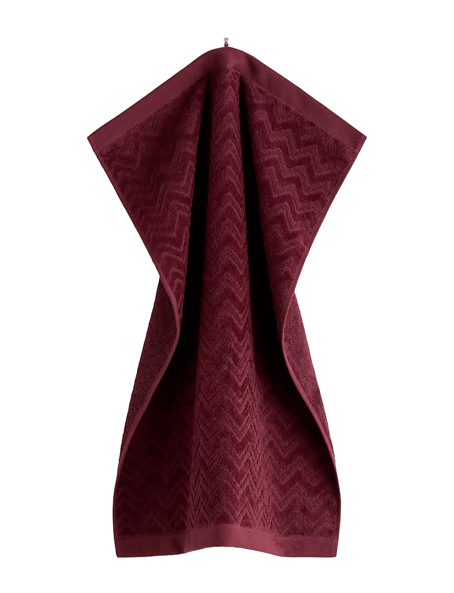 Gant - JACQUARD HERRINGBONE TOWEL 50X70 - vannas dvieļi - darkened wine - 0