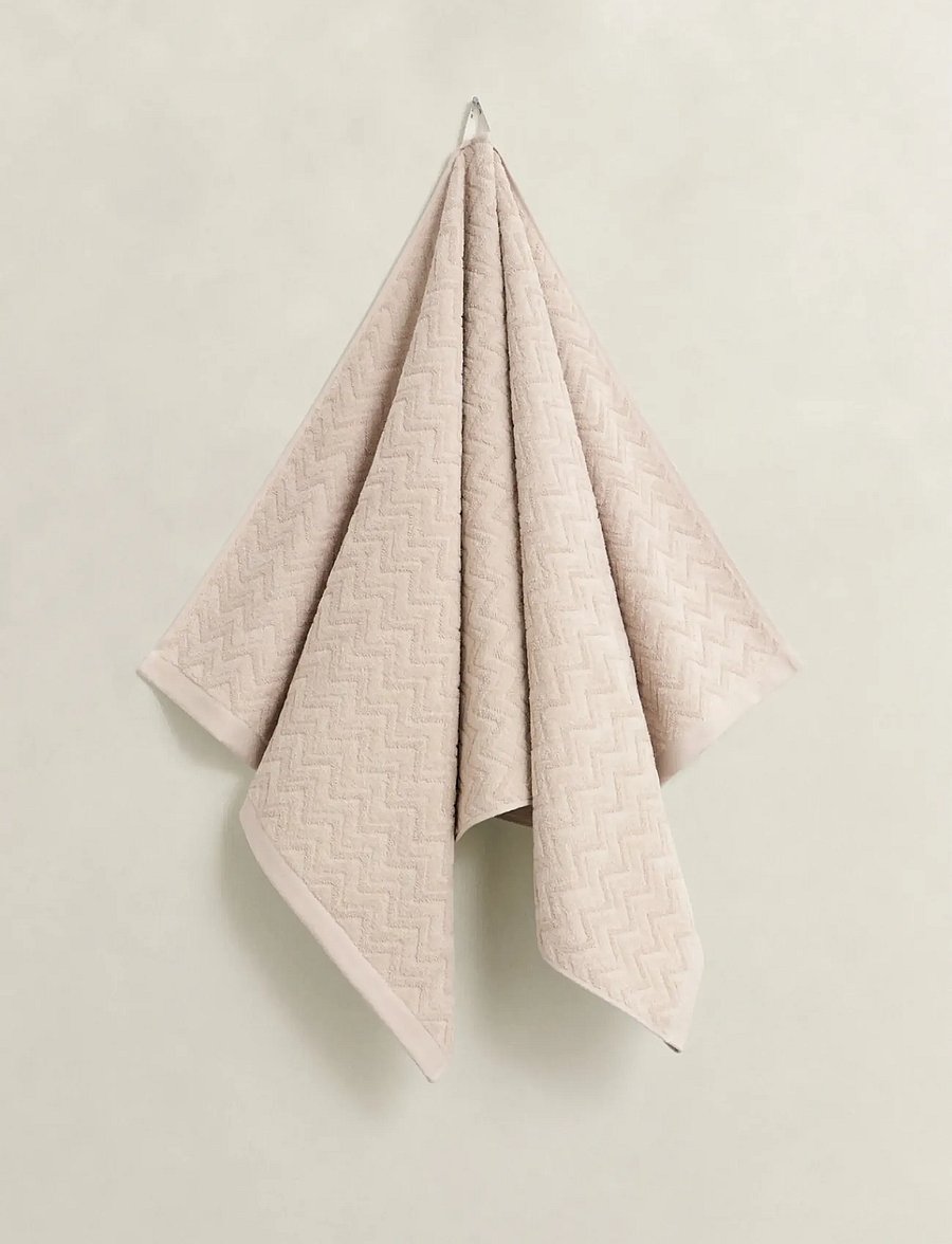 Gant - JACQUARD HERRINGBONE TOWEL 70X140 - kylpypyyhkeet - faded beige - 0