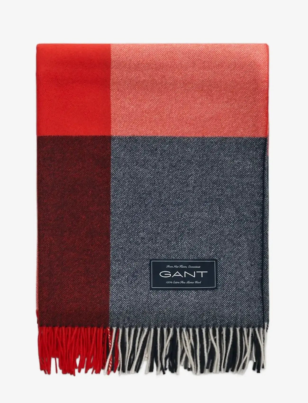 Gant - EXTRA FINE MERINO WOOL CHECK THROW - udendørstekstiler - orange red - 0
