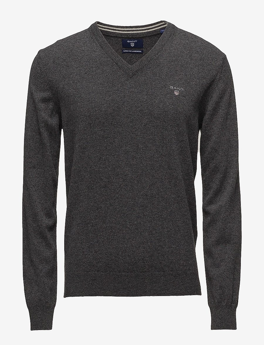 GANT - SUPERFINE LAMBSWOOL V-NECK - antracit melange - 0