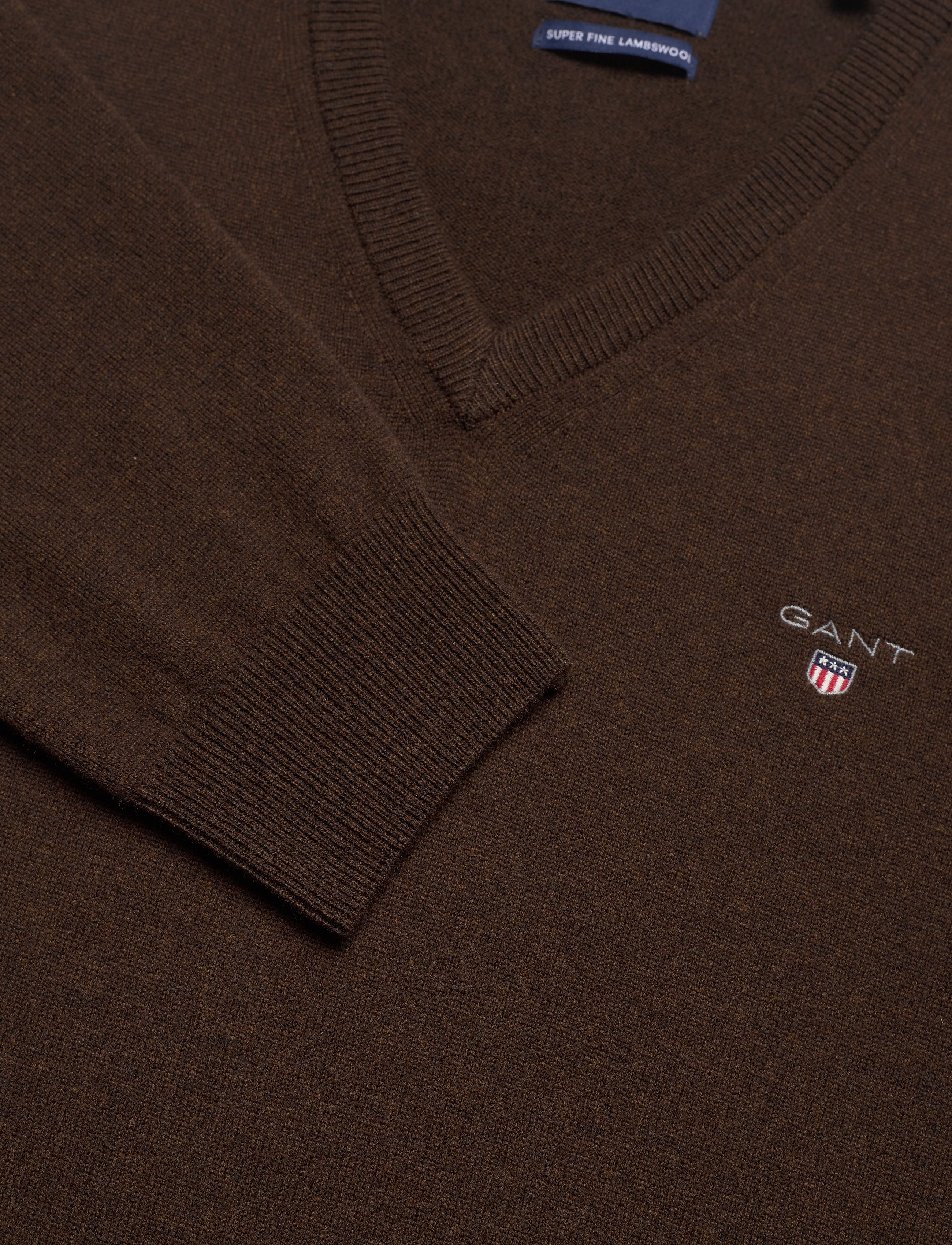 GANT - SUPERFINE LAMBSWOOL V-NECK - dk brown melange - 2