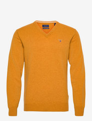 GANT - SUPERFINE LAMBSWOOL V-NECK - megztinis su v formos apykakle - dk mustard orange - 0