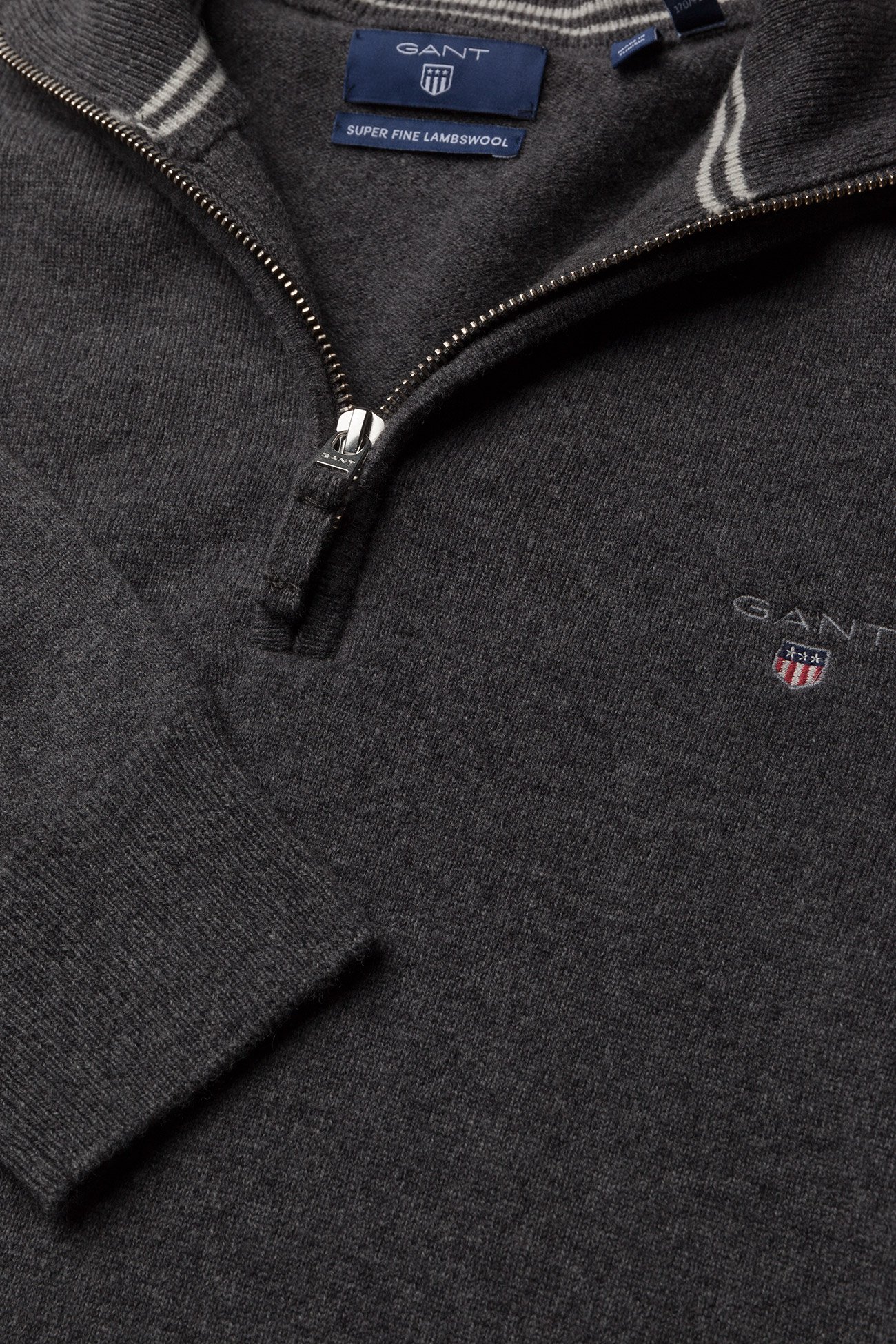 GANT - SUPERFINE LAMBSWOOL HALF ZIP - antracit melange - 2