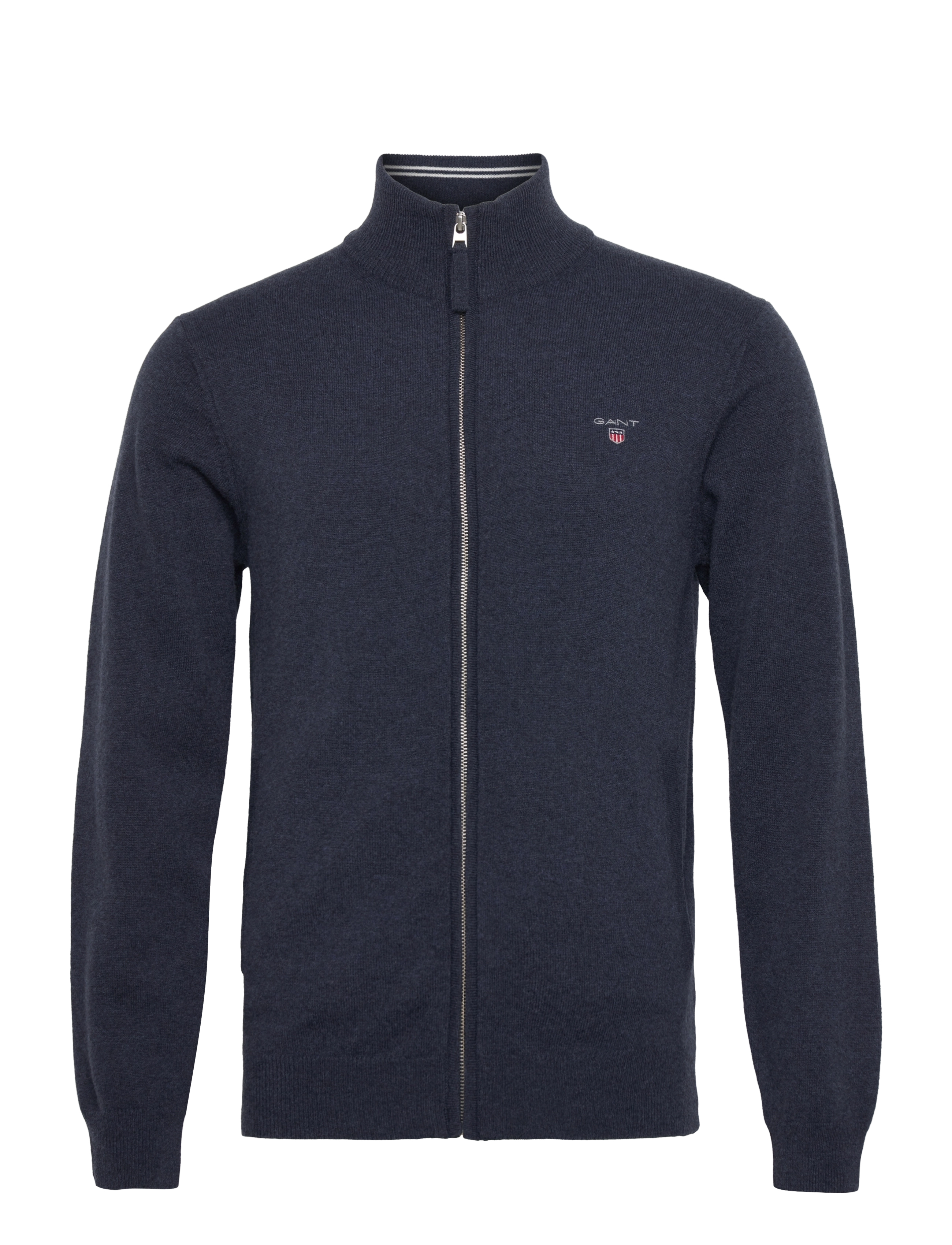 GANT - SUPERFINE LAMBSWOOL ZIP CARDIGA - dark navy melange - 0