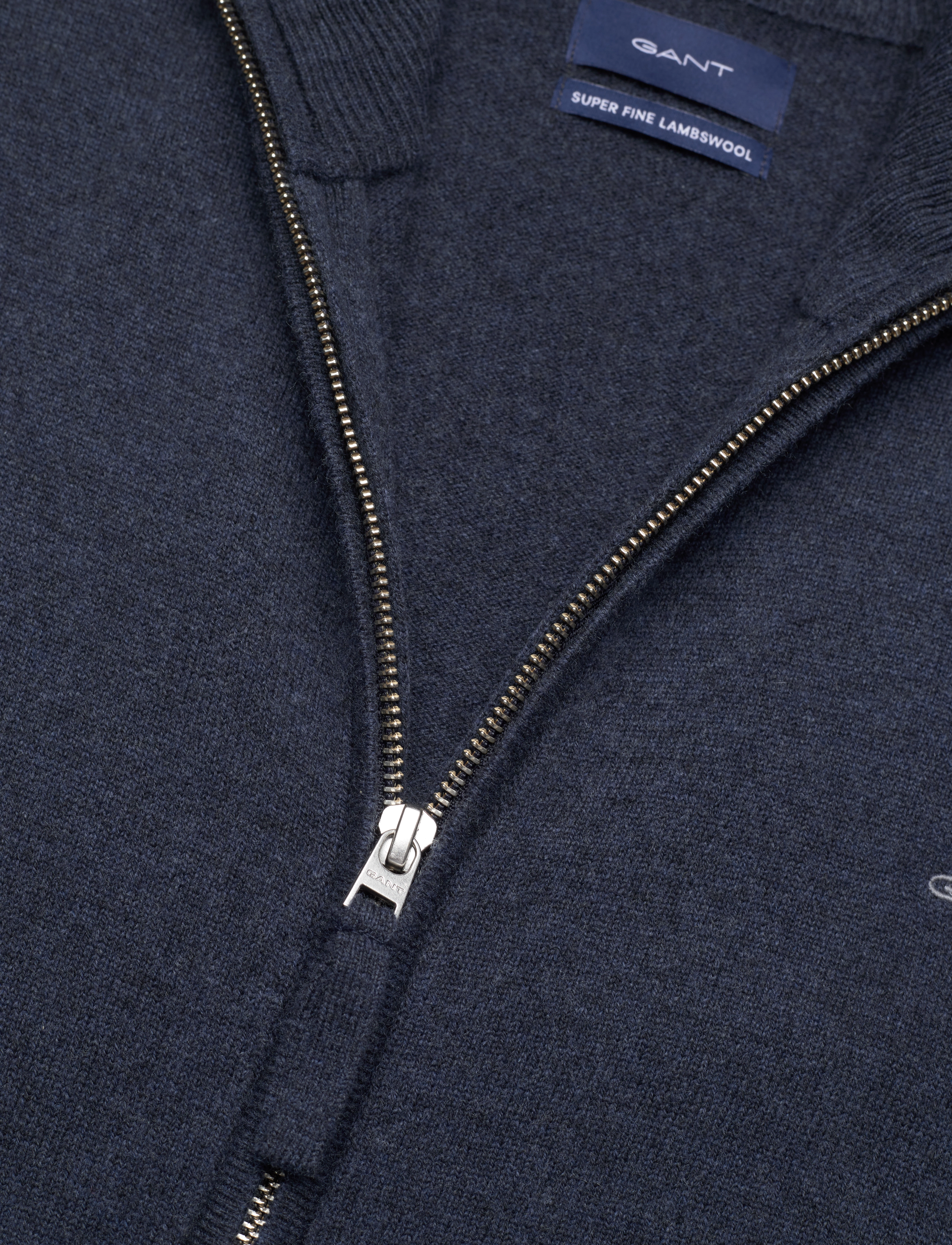 GANT - SUPERFINE LAMBSWOOL ZIP CARDIGA - dark navy melange - 2