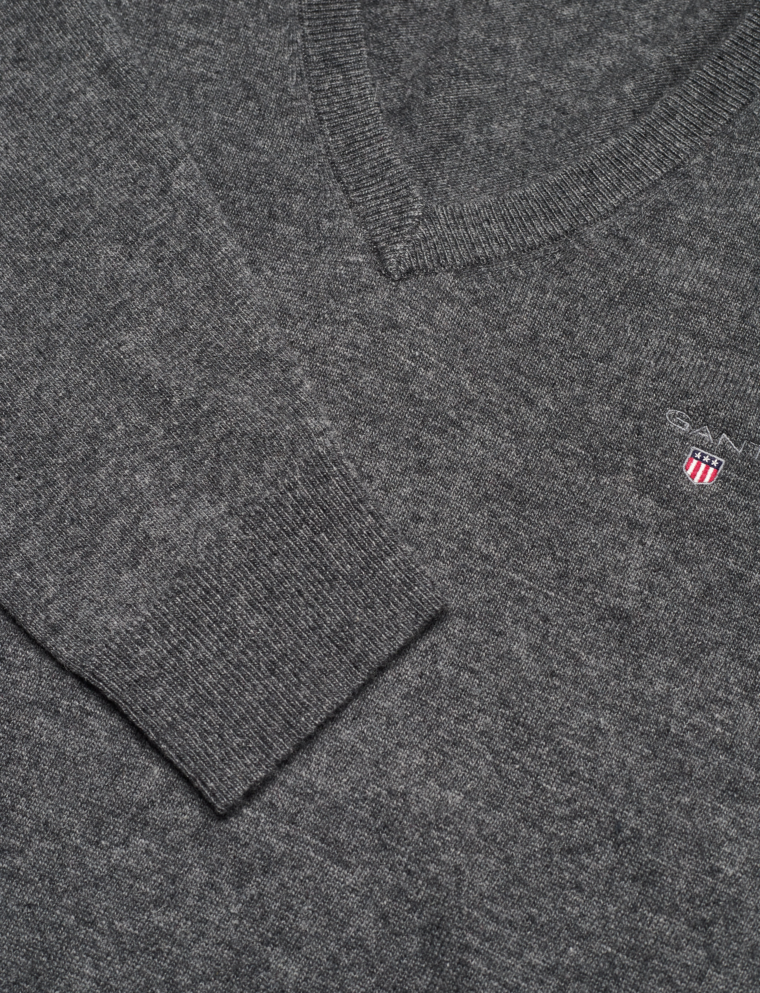 GANT - LAMBSWOOL BLEND V-NECK - charcoal melange - 2