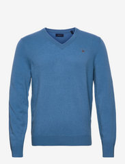 GANT - LAMBSWOOL BLEND V-NECK - trøjer - mid blue - 0