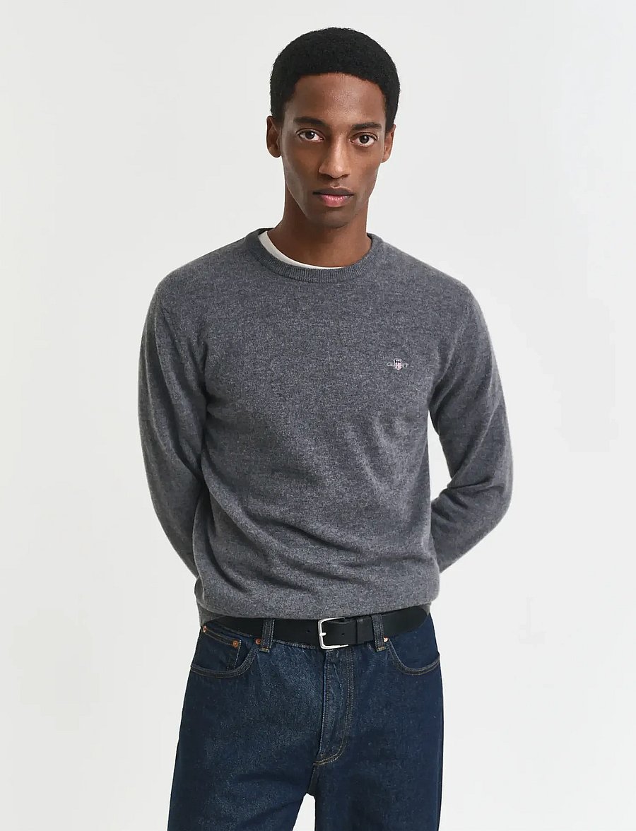 Gant - SUPERFINE LAMBSWOOL C-NECK - rundhals - charcoal melange - 0