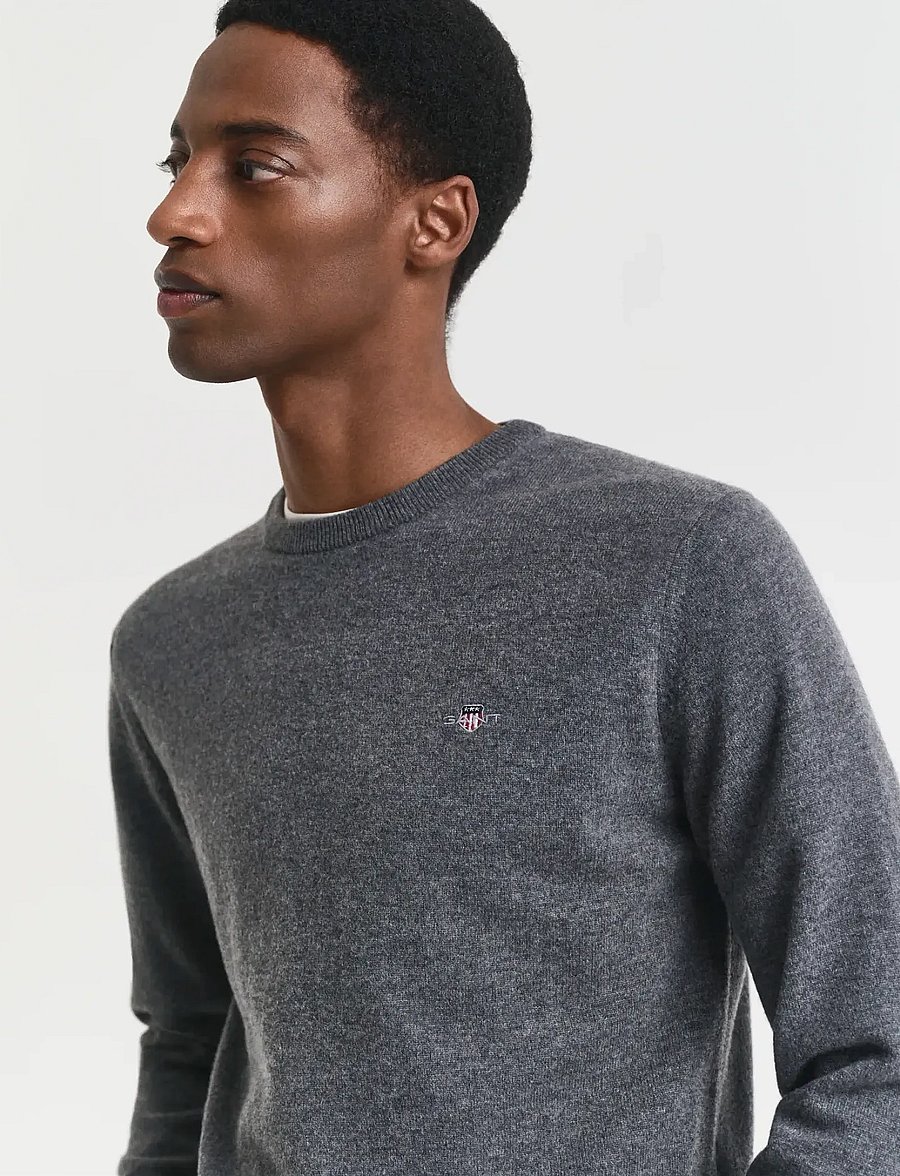 Gant - SUPERFINE LAMBSWOOL C-NECK - rundhals - charcoal melange - 4