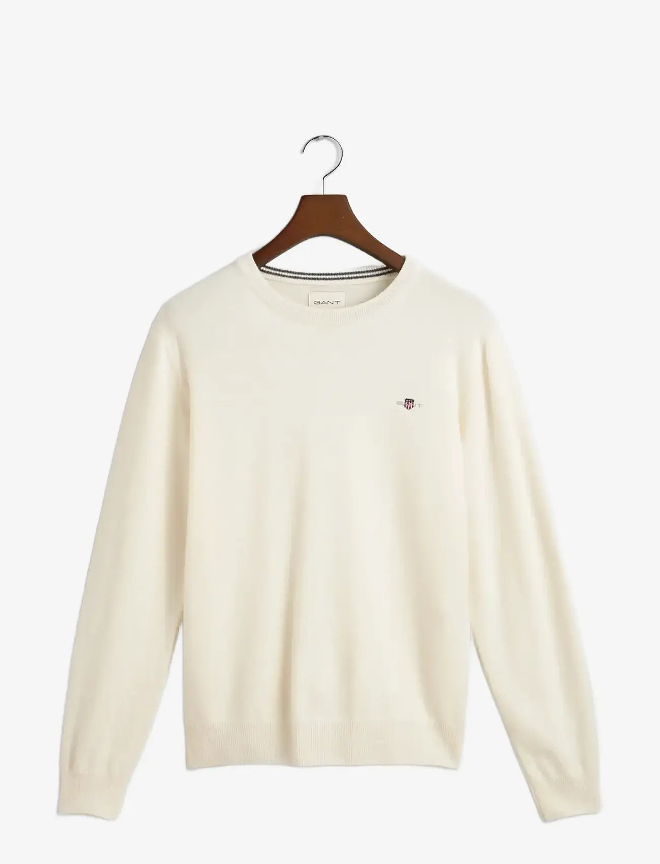 GANT - SUPERFINE LAMBSWOOL C-NECK - knitted round necks - cream - 1