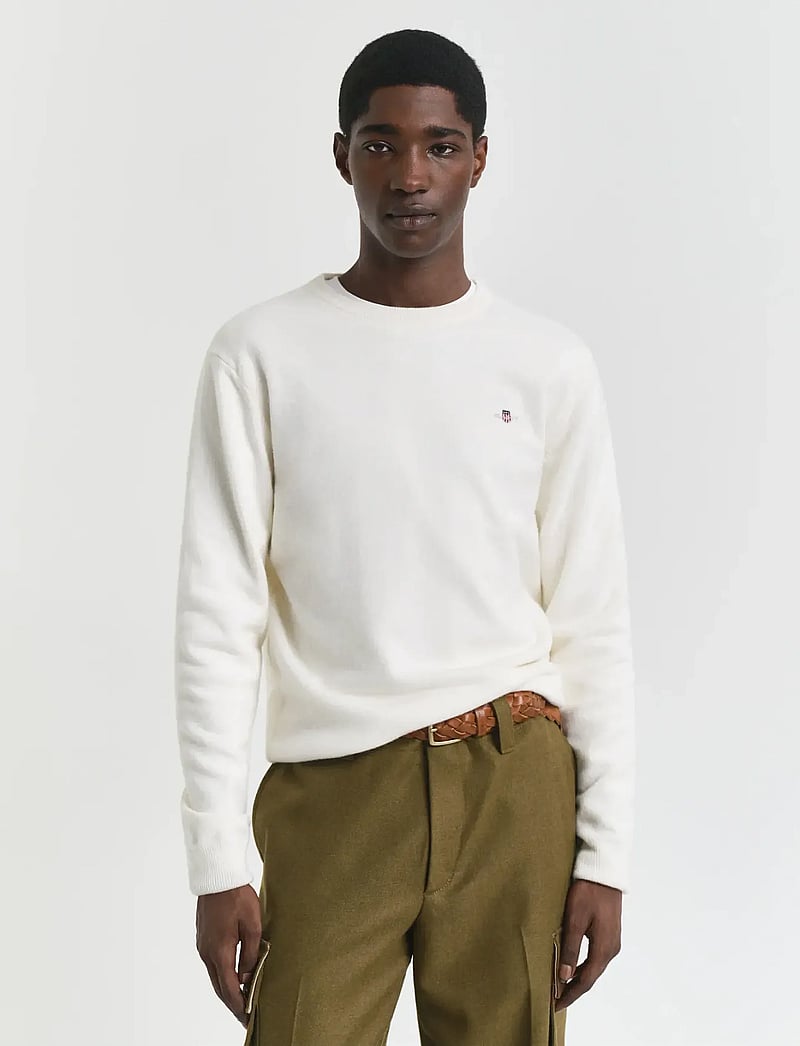 GANT - SUPERFINE LAMBSWOOL C-NECK - Ümmarguse kaelusega kudumid - cream - 0