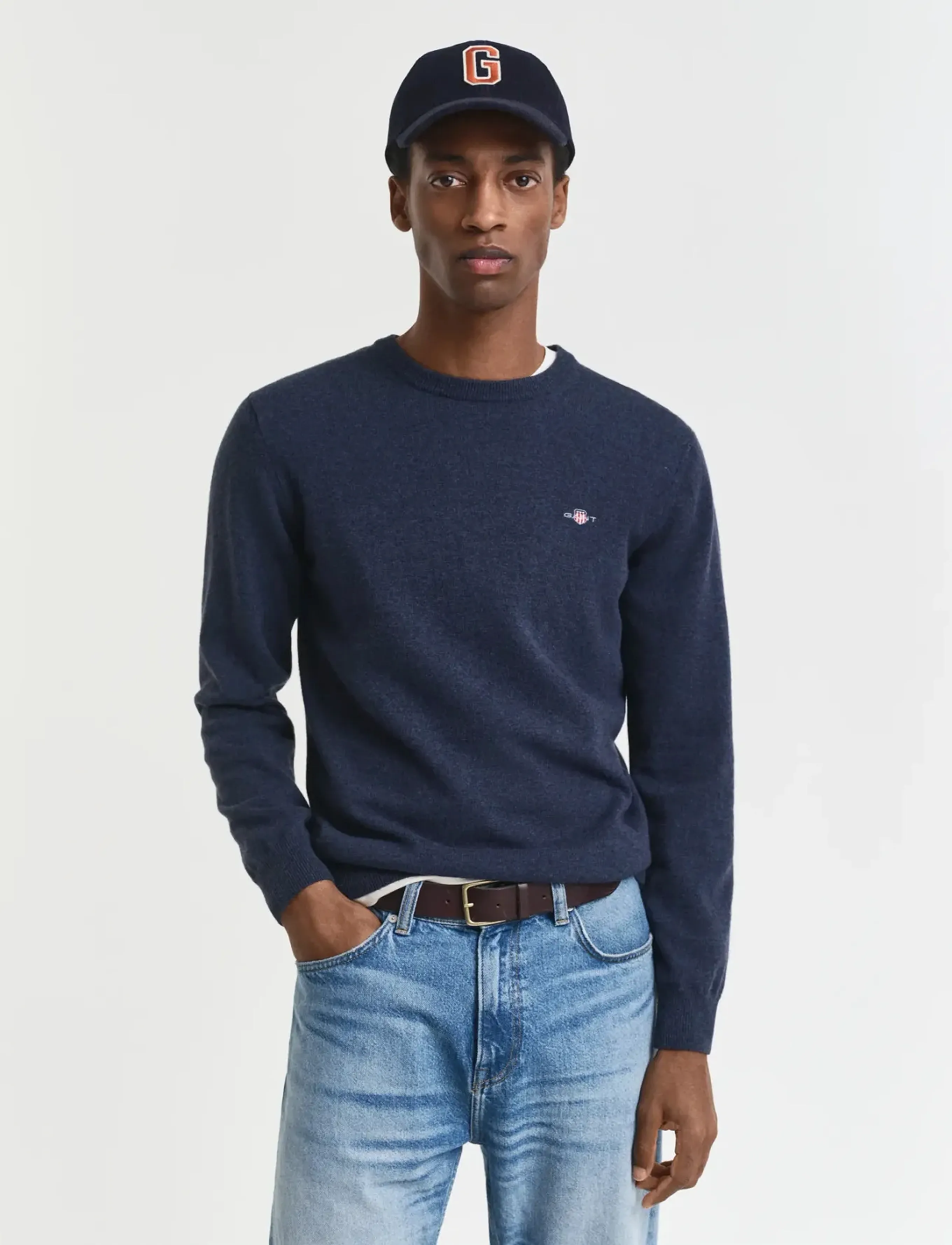 GANT SUPERFINE LAMBSWOOL C-NECK - Rundhals - DARK NAVY MELANGE / navy